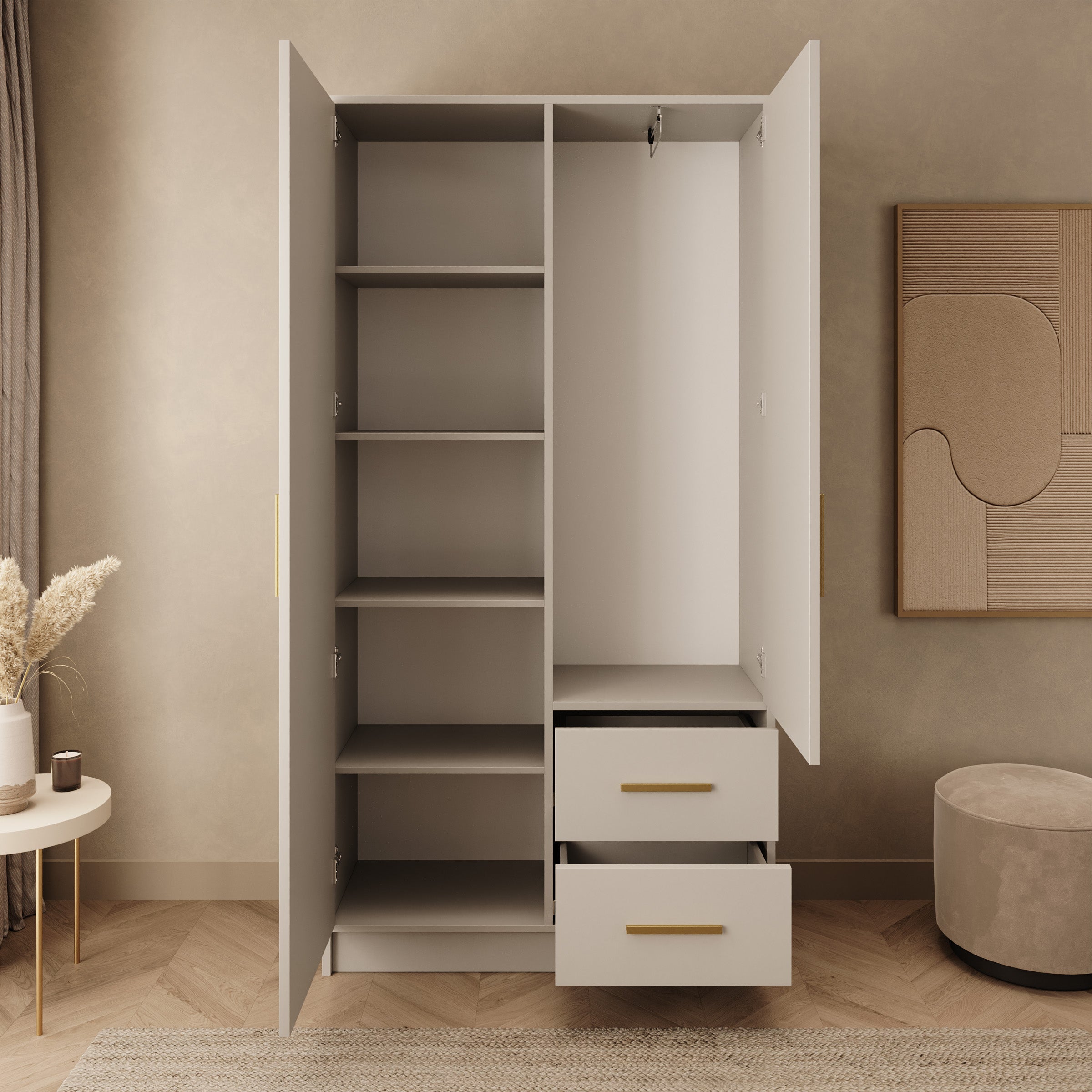 Brody - Kledingkast 2-deurs - Beige - 103x40x202 cm