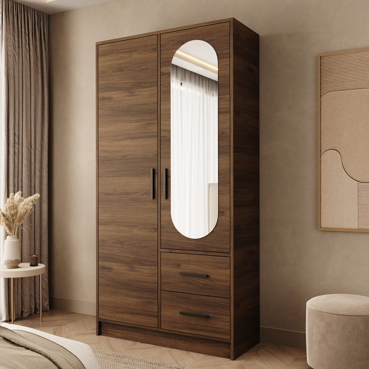 Brody - Kledingkast 2-deurs - Walnootpatroon - 103x40x202 cm