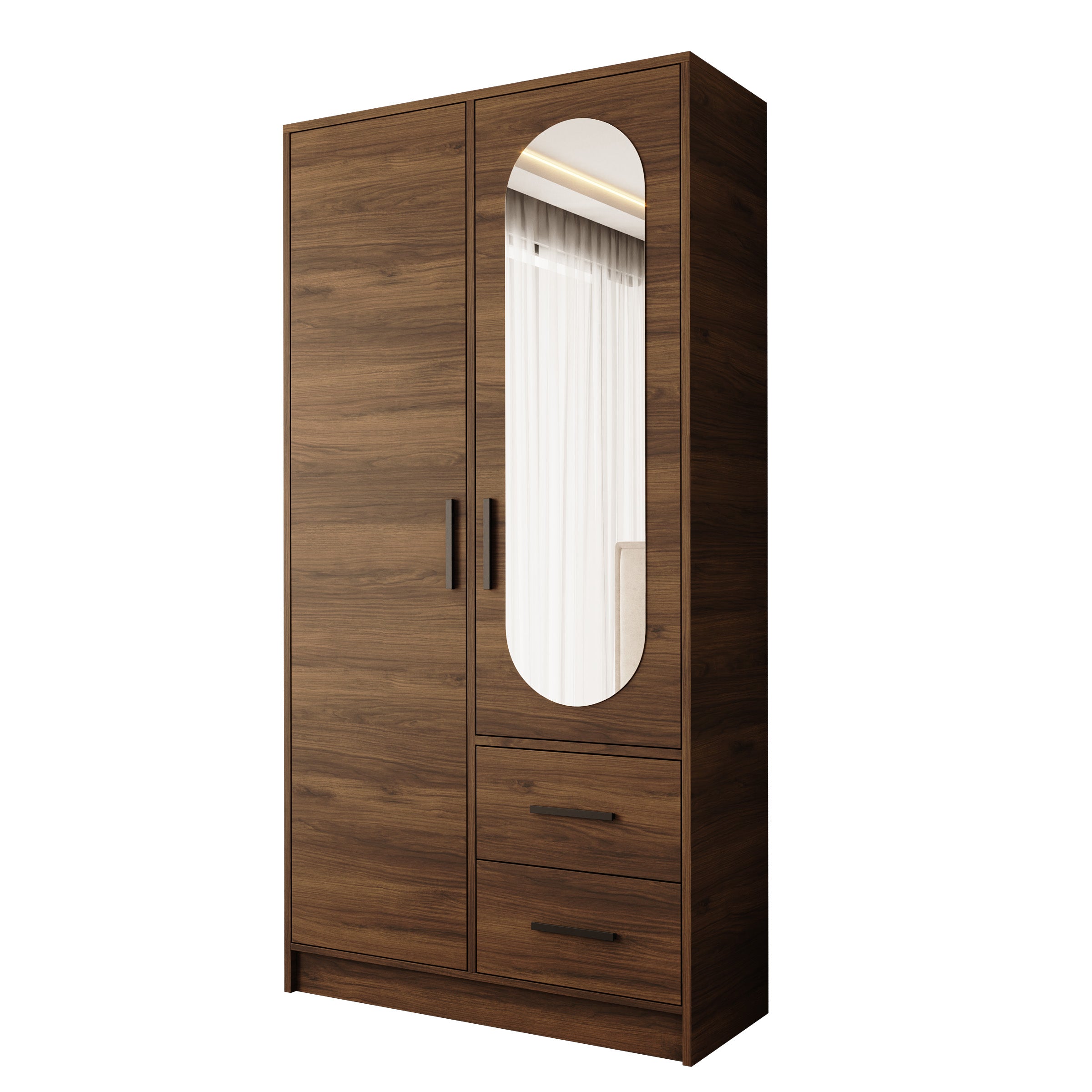 Brody - Kledingkast 2-deurs - Walnootpatroon - 103x40x202 cm