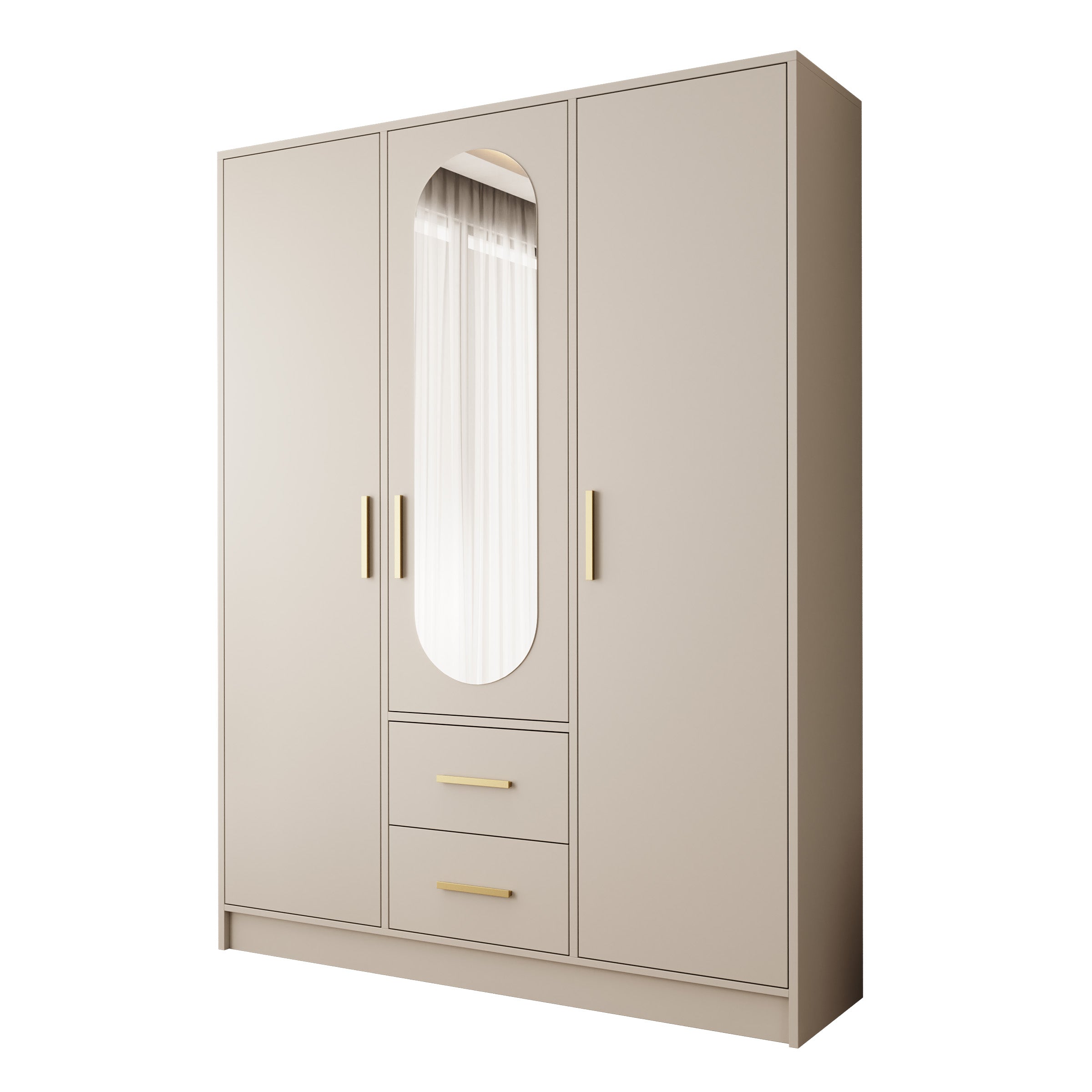 Brody - Kledingkast 3-deurs - Beige - 153x40x202 cm