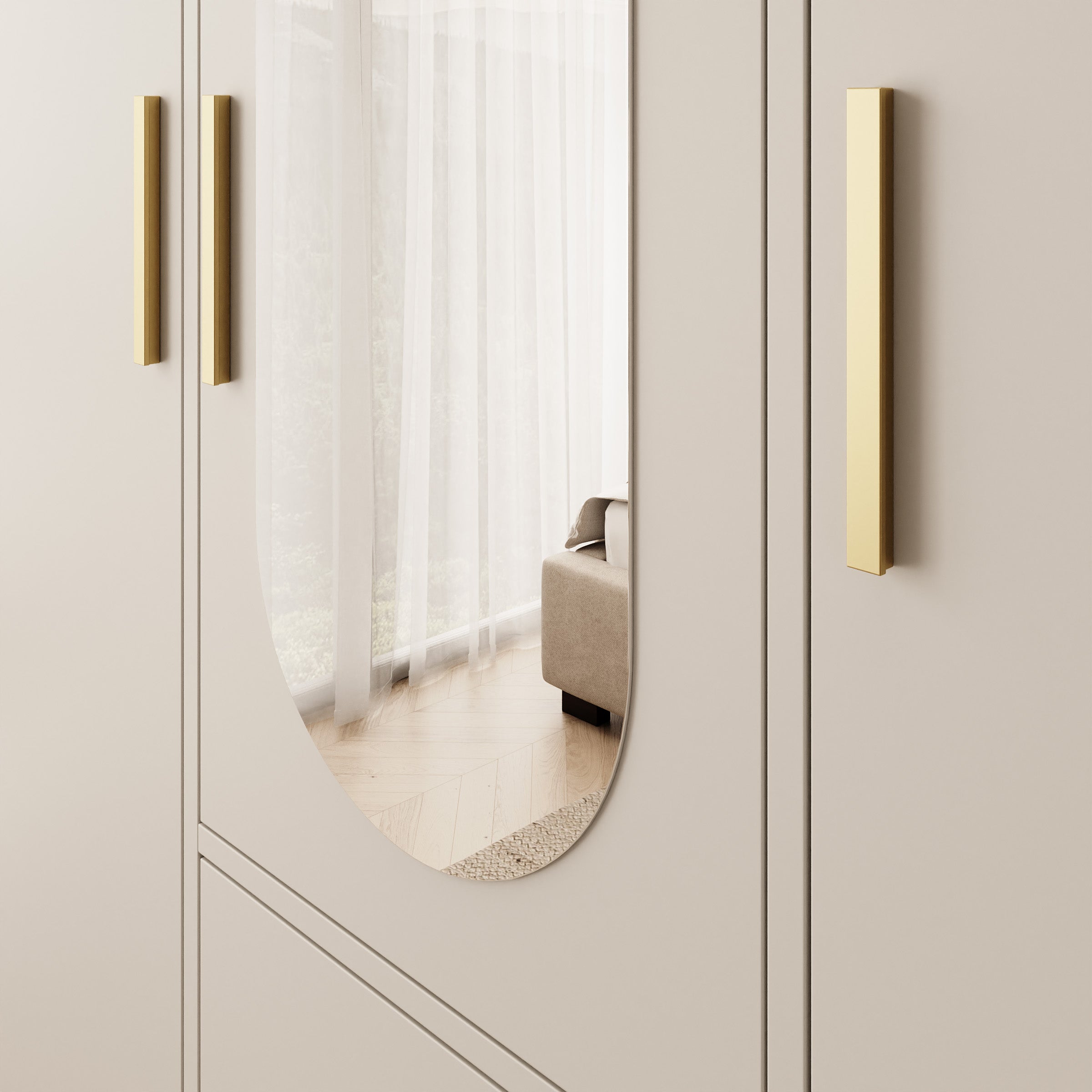 Brody - Kledingkast 3-deurs - Beige - 153x40x202 cm
