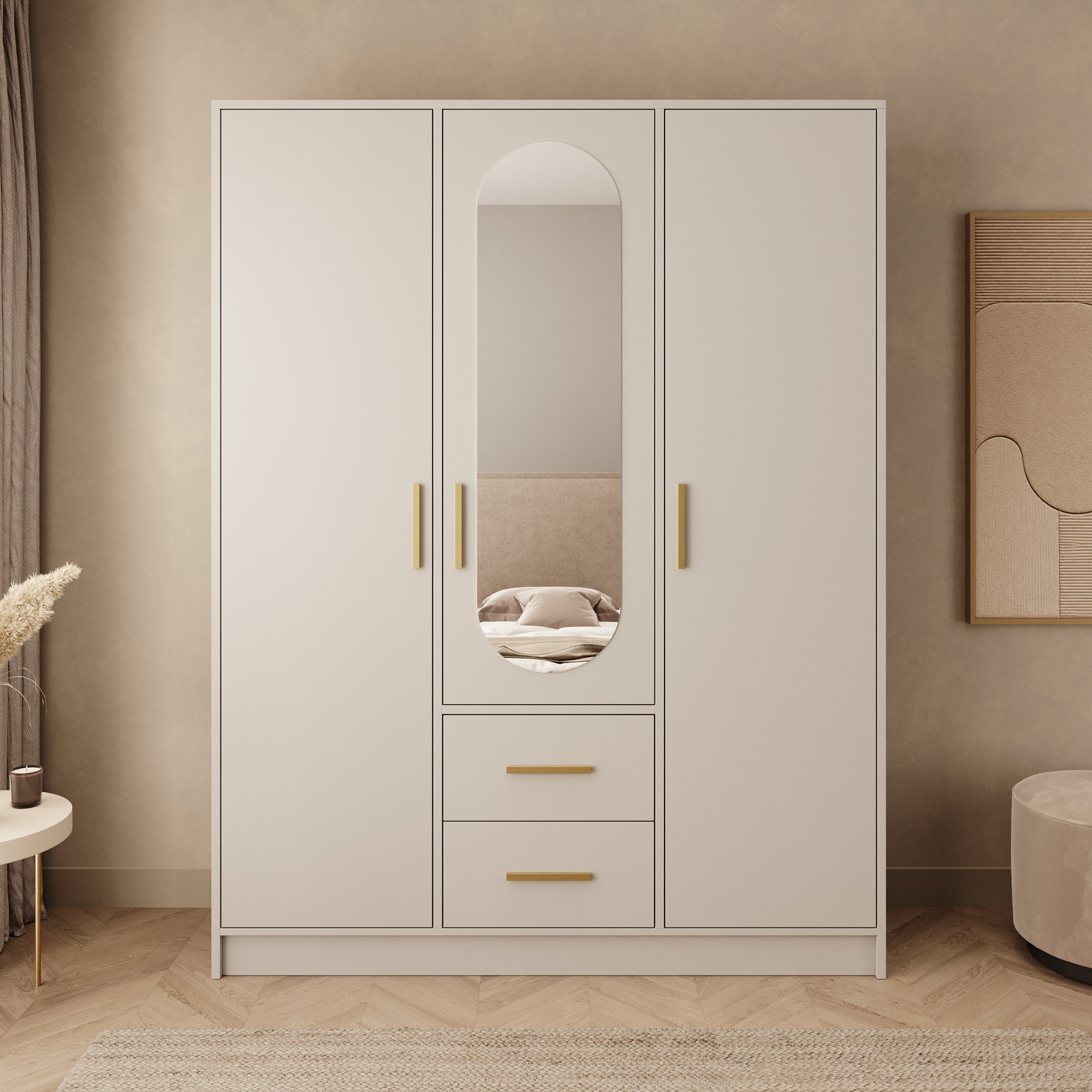 Brody - Kledingkast 3-deurs - Beige - 153x40x202 cm