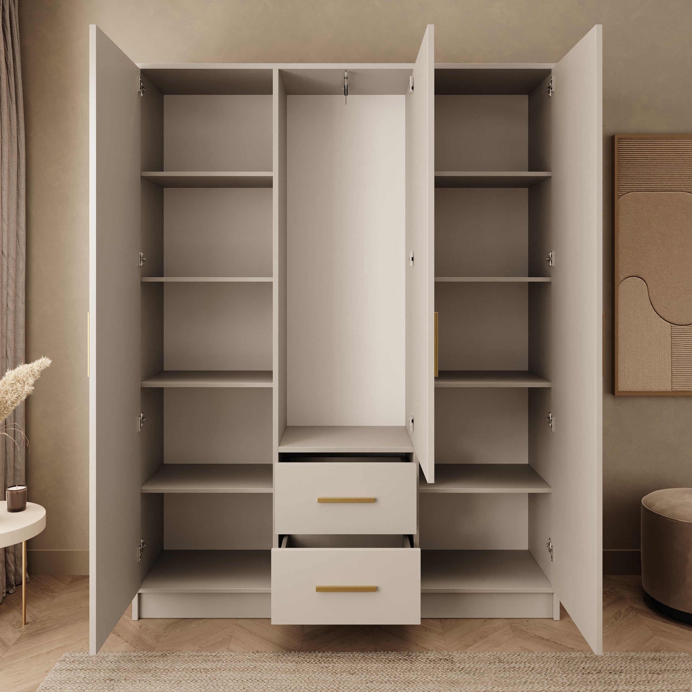 Brody - Kledingkast 3-deurs - Beige - 153x40x202 cm