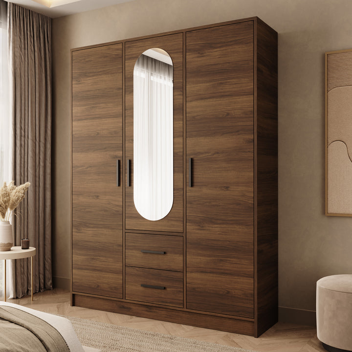 Brody - Kledingkast 3-deurs - Walnootpatroon - 153x40x202 cm