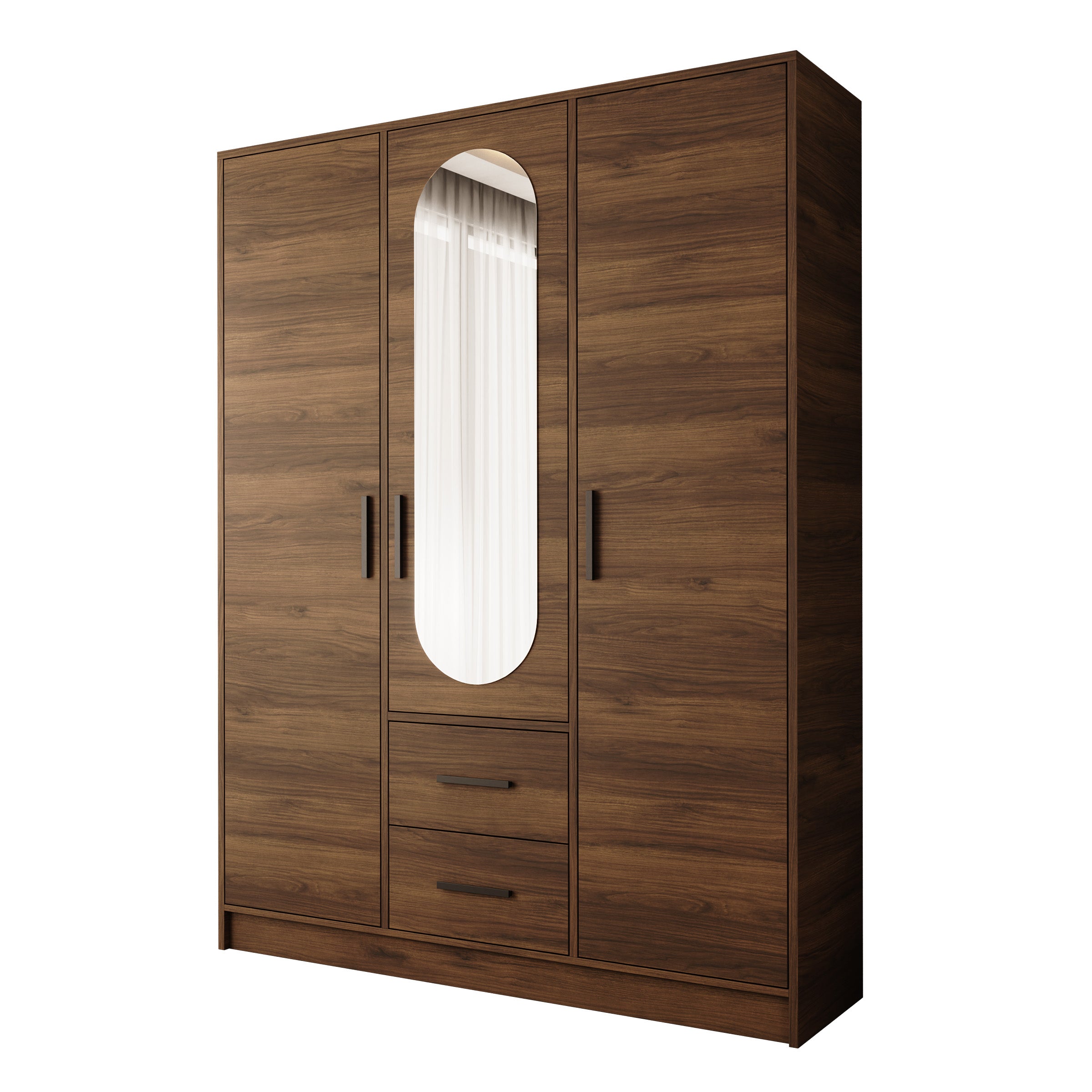 Brody - Kledingkast 3-deurs - Walnootpatroon - 153x40x202 cm