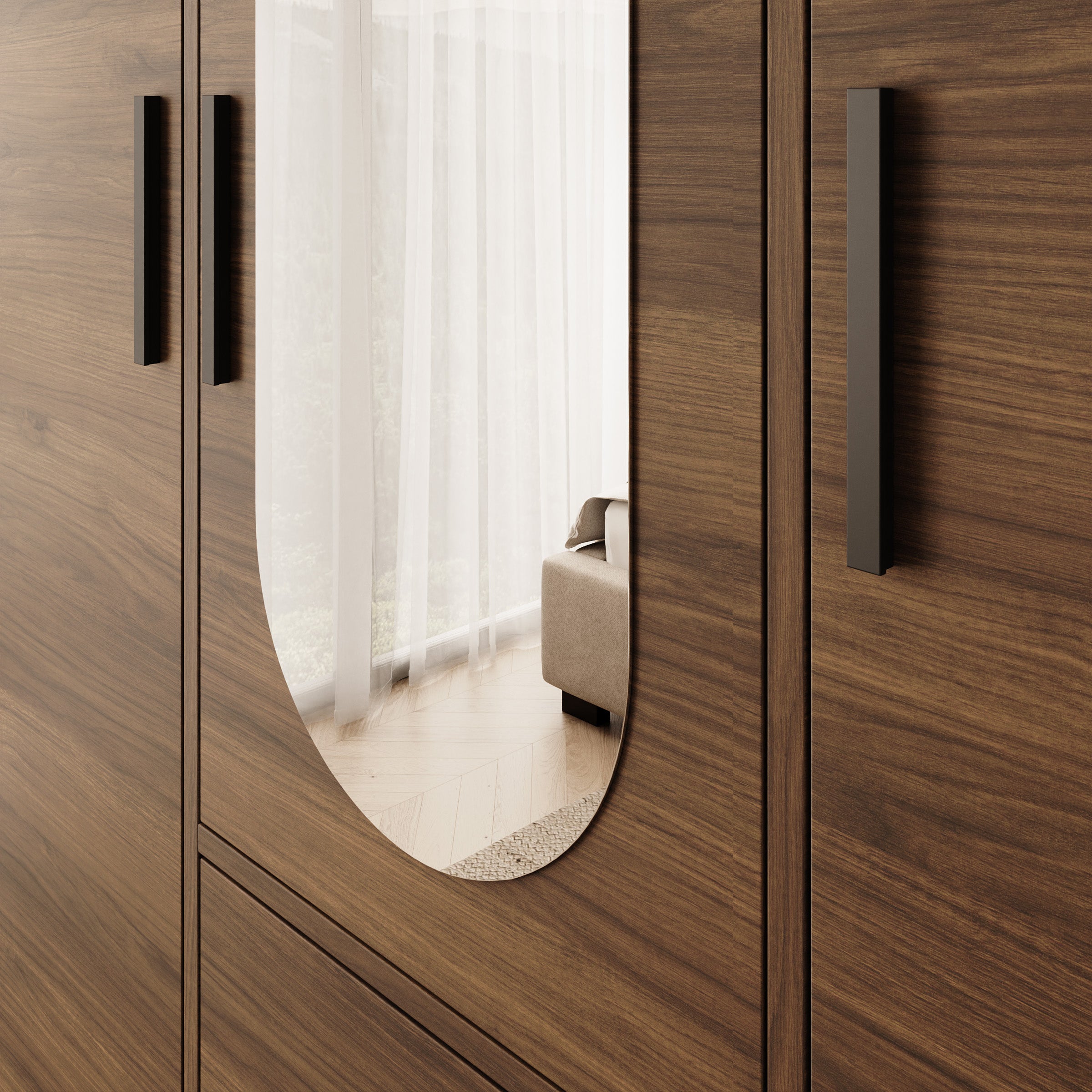 Brody - Kledingkast 3-deurs - Walnootpatroon - 153x40x202 cm