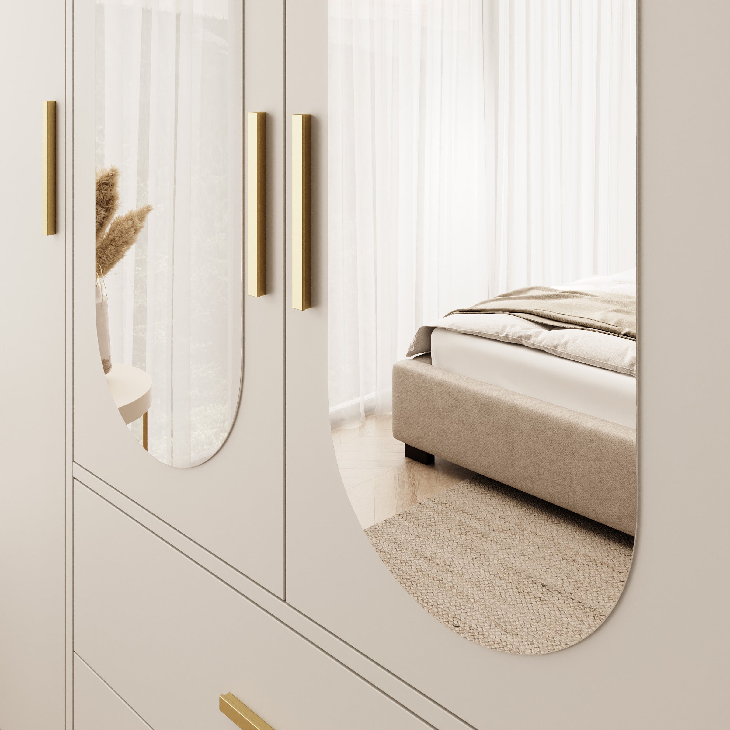 Brody - Kledingkast 4-deurs - Beige - 201x40x202 cm
