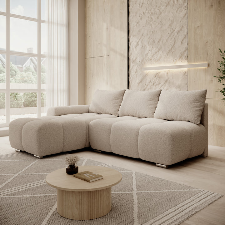 Broome - Hoekbank 3-zits - Beige teddystof - Links
