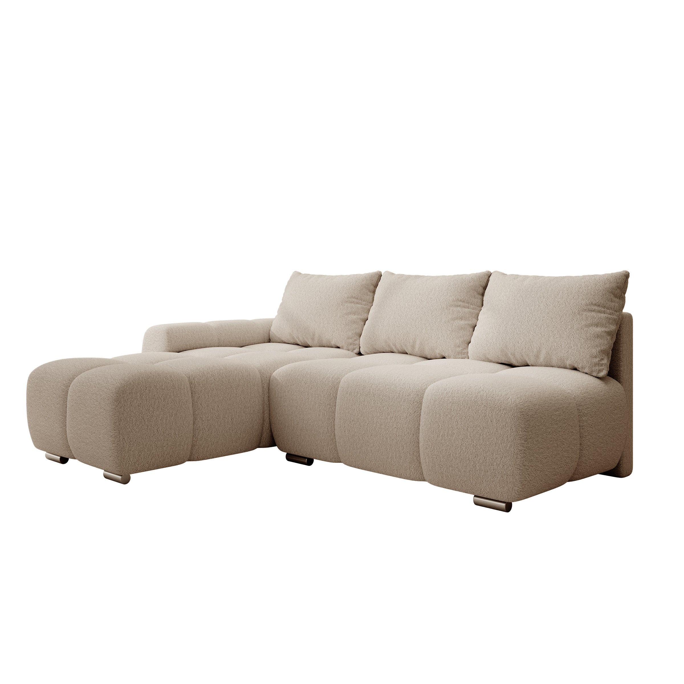 Broome - Hoekbank 3-zits - Beige teddystof - Links