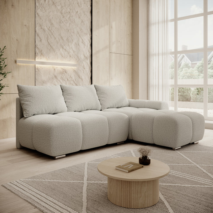 Broome - Hoekbank 3-zits - Grijs teddystof - Rechts