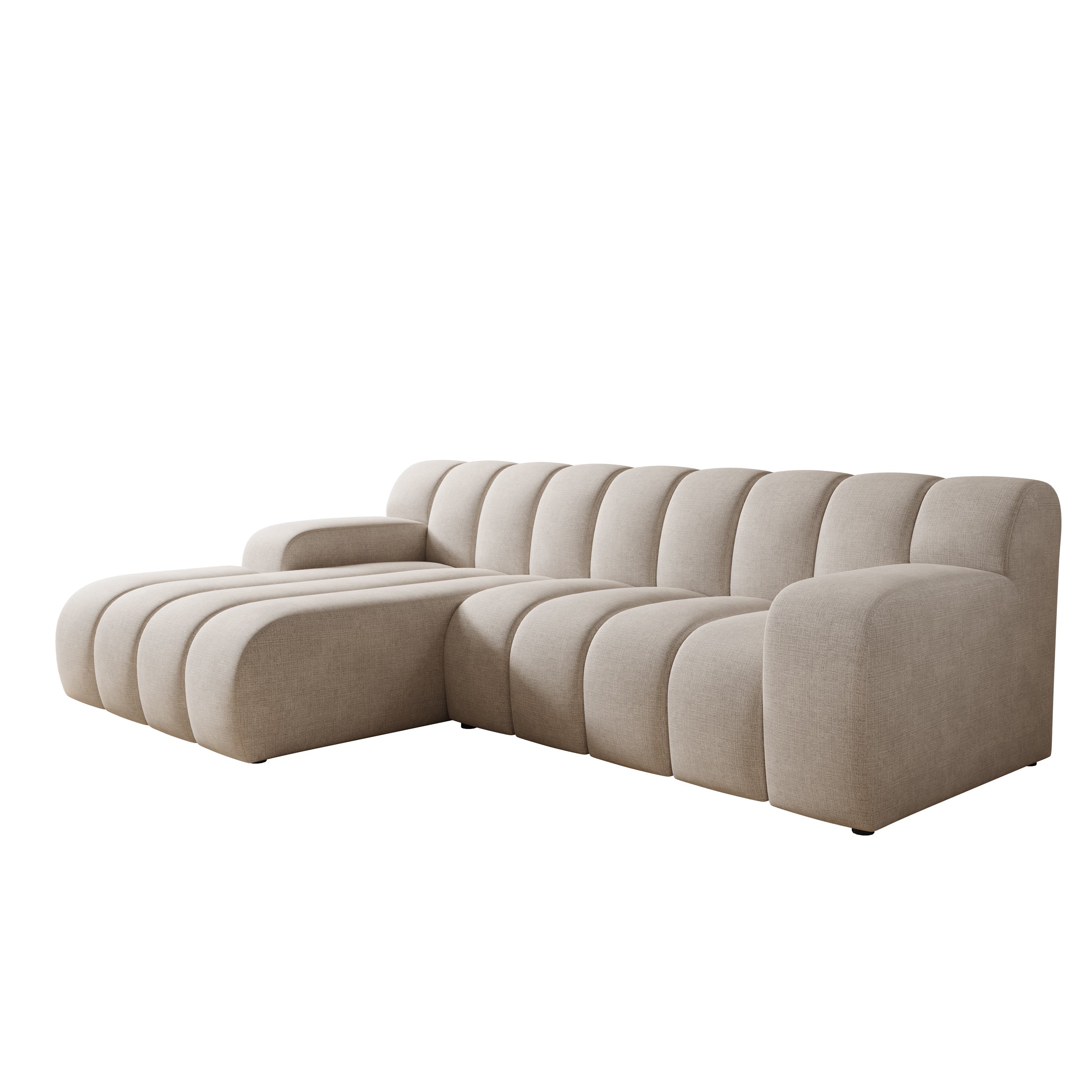 Brunello - Hoekbank 3-zits met chaise longue - Stof beige - Links