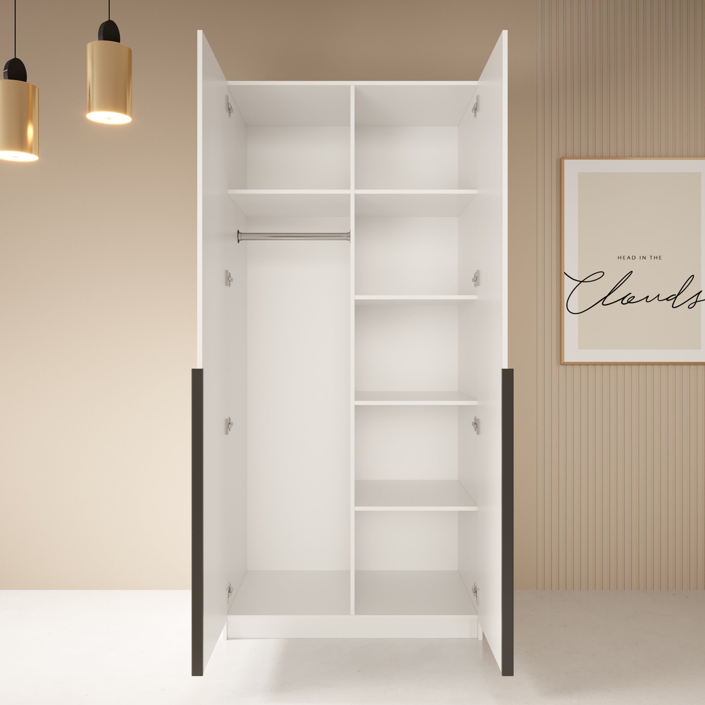 Bruno - Kledingkast 2-deurs - Wit