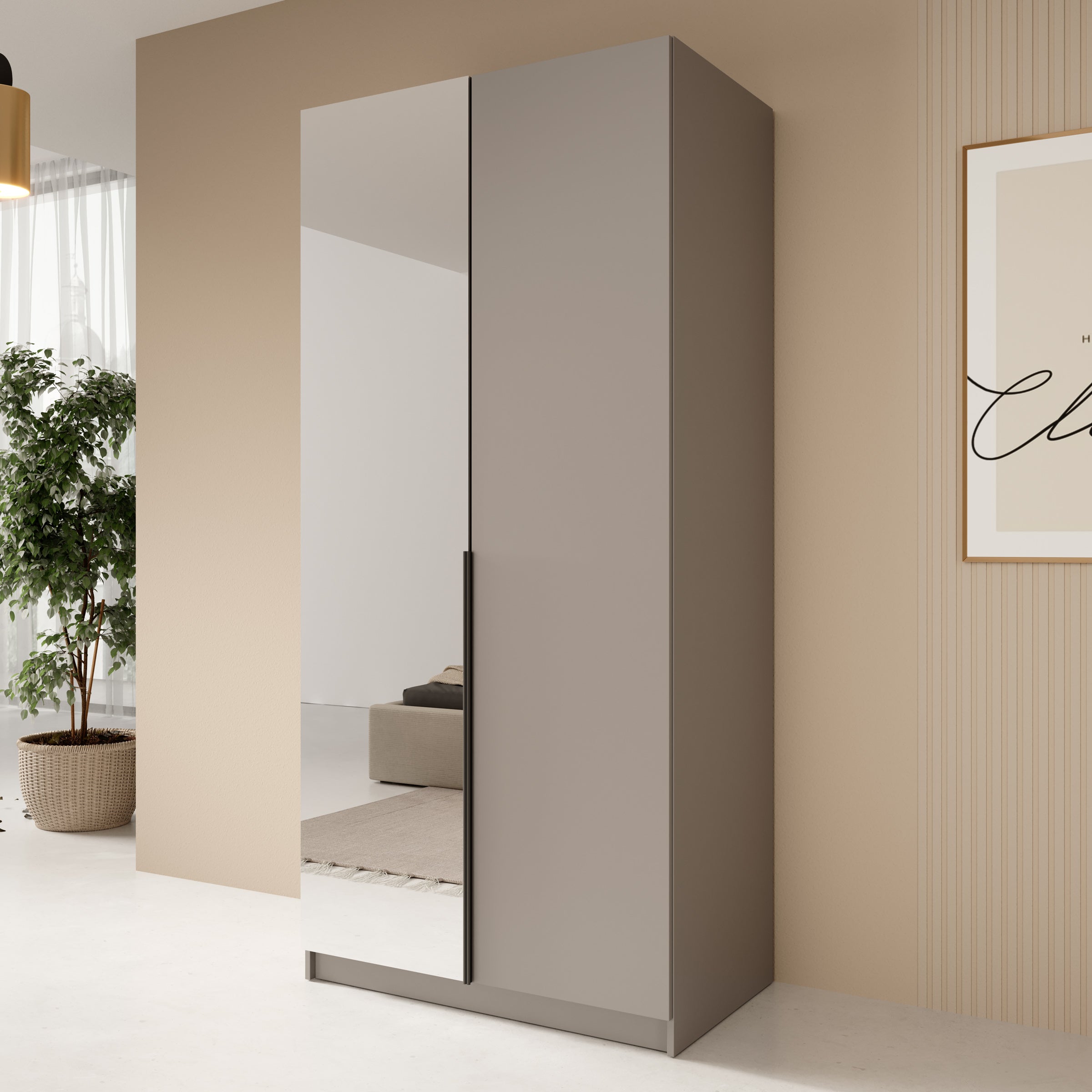 Bruno - Kledingkast met spiegel - Beige