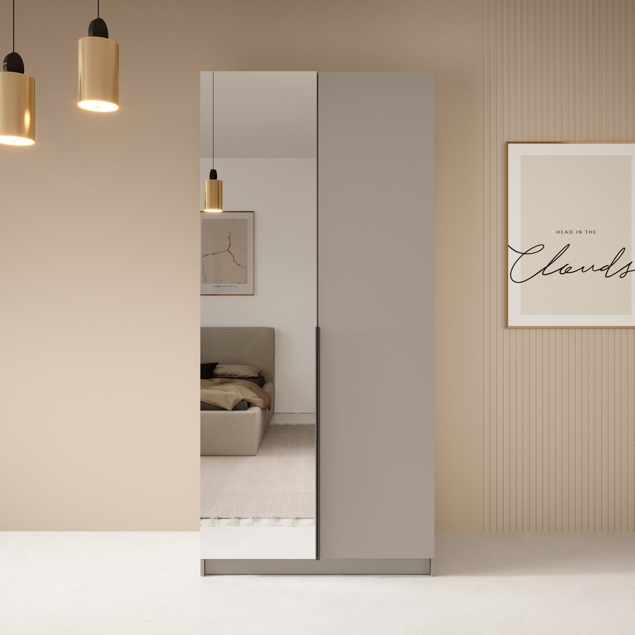 Bruno - Kledingkast met spiegel - Beige