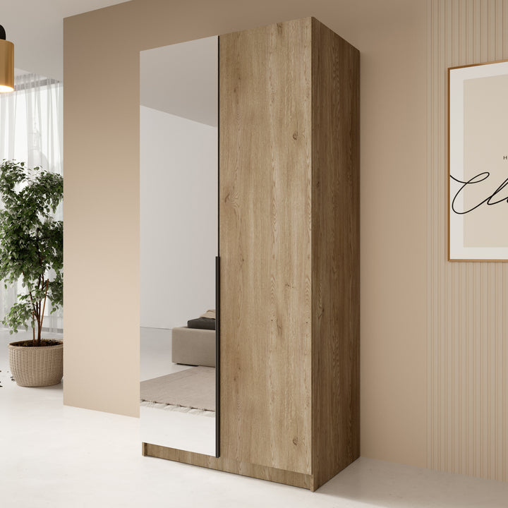 Bruno - Kledingkast met spiegel - Eiken