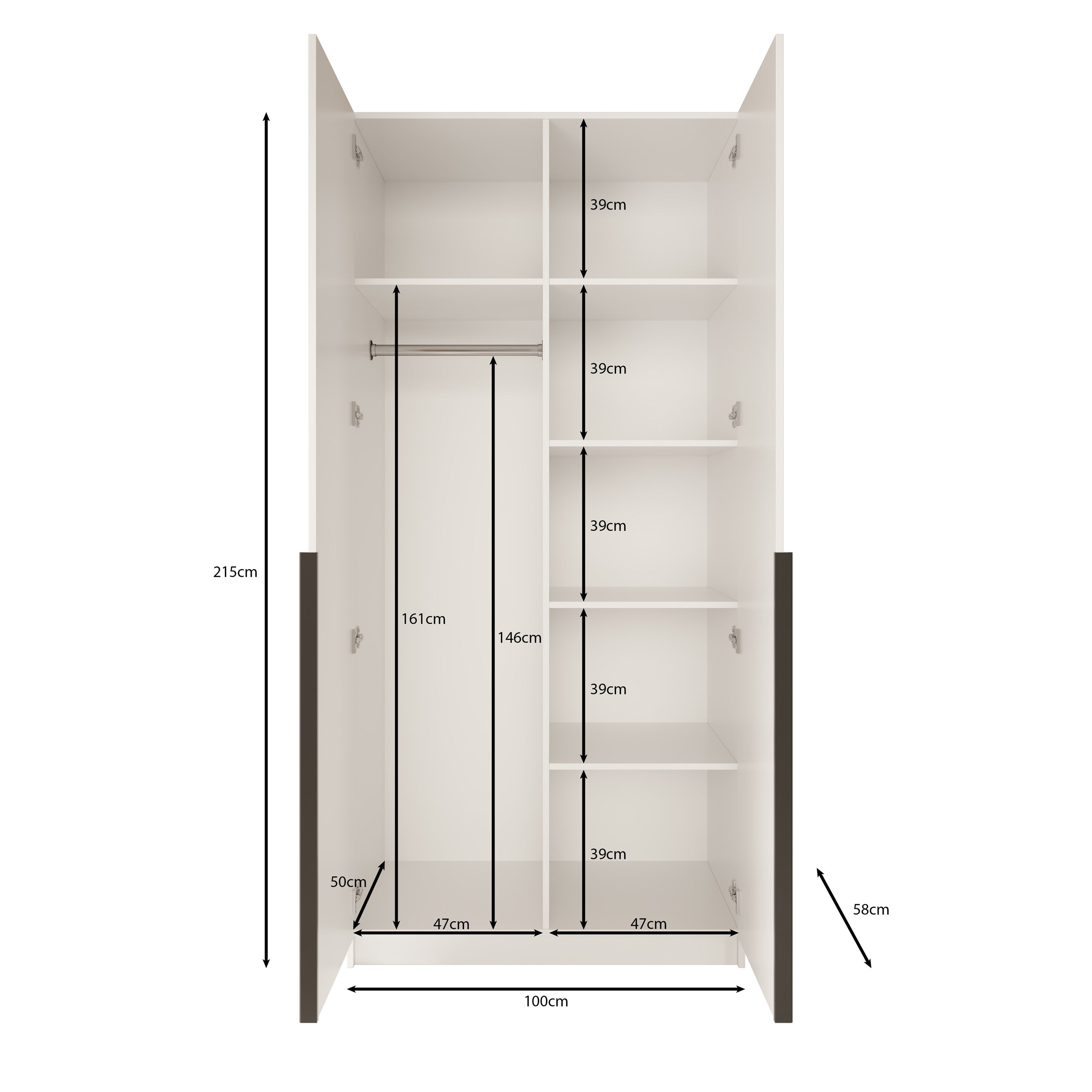 Bruno - Kledingkast 2-deurs - Beige