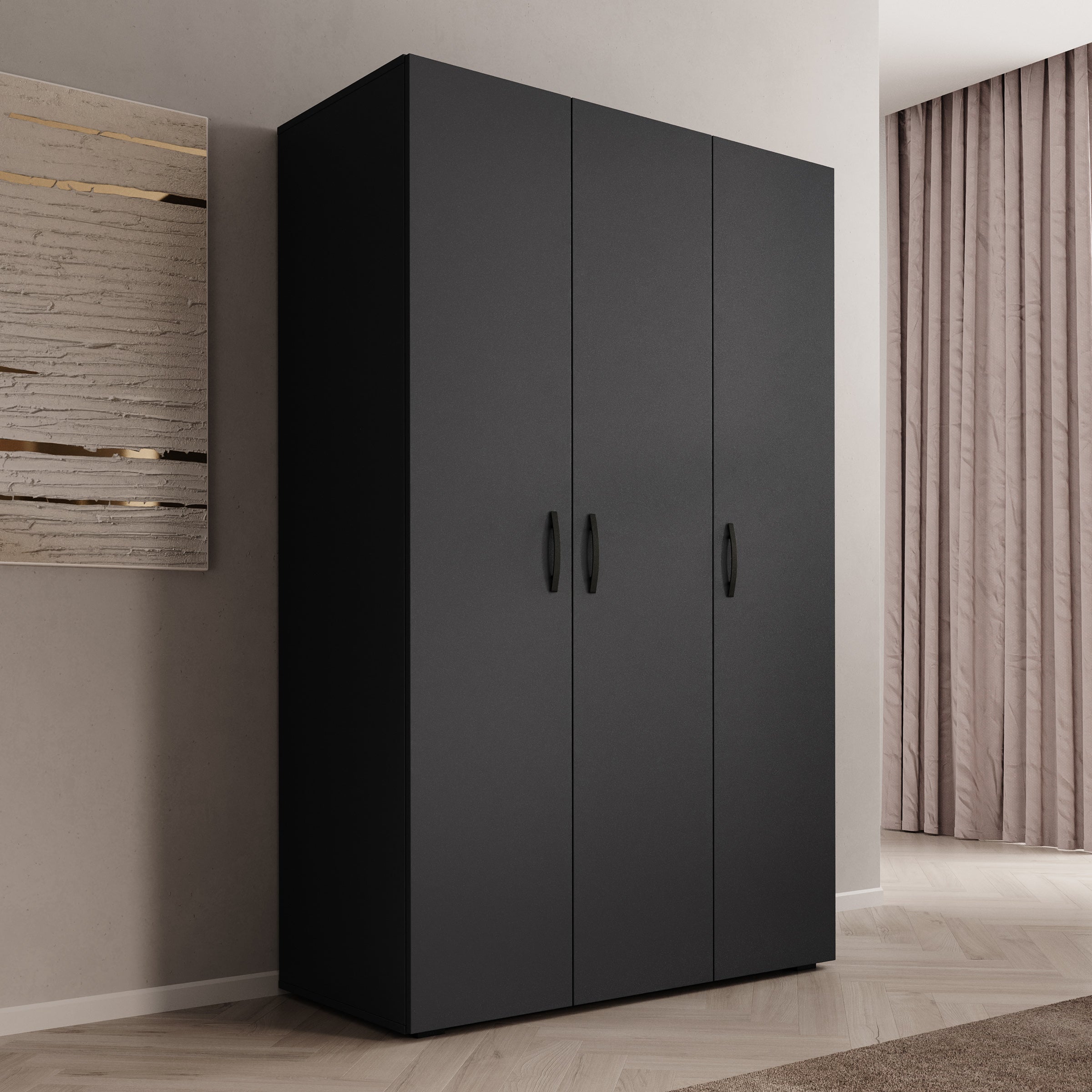 Brussel - Kledingkast 3-deurs - Antraciet - 111x52x179 cm