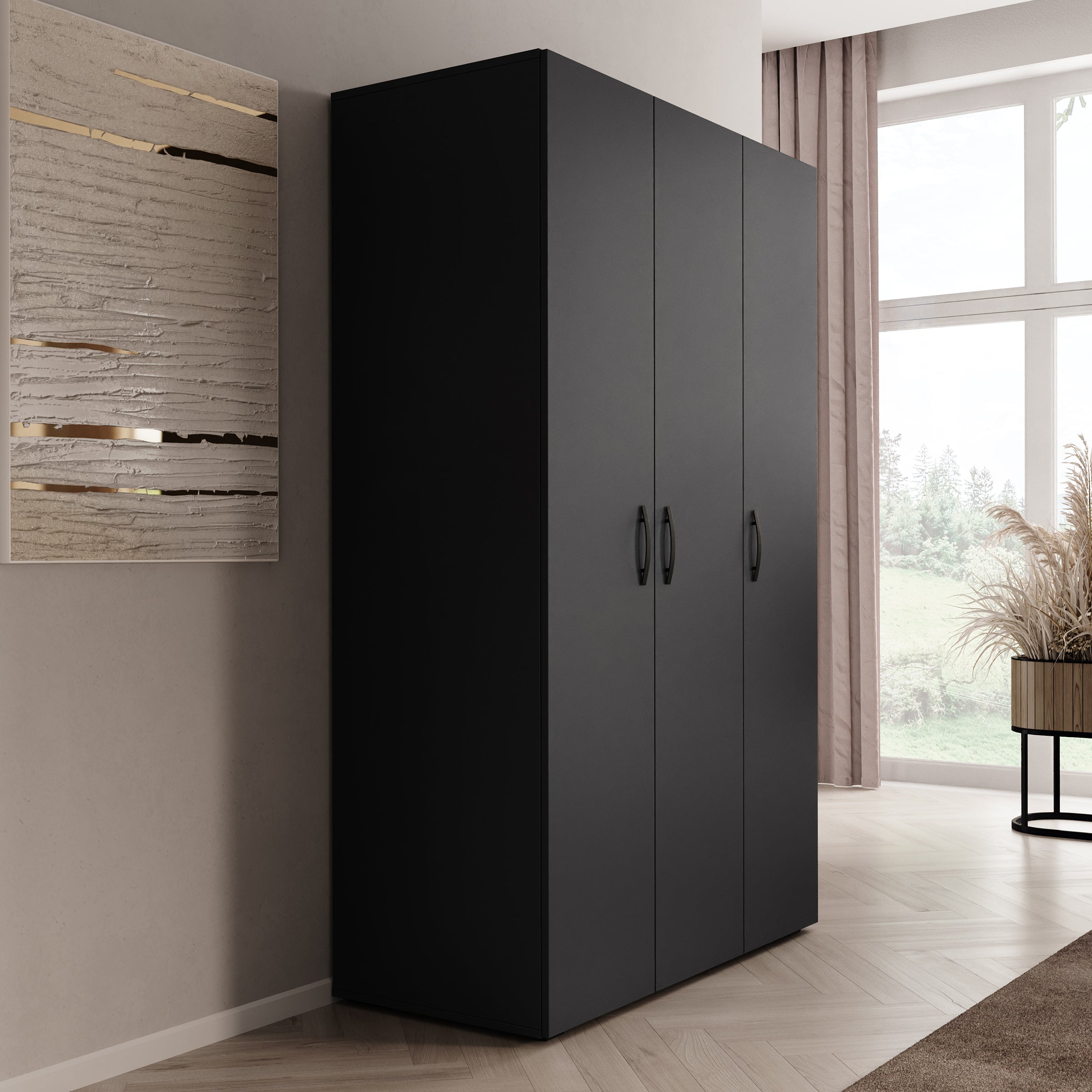 Brussel - Kledingkast 3-deurs - Antraciet - 111x52x179 cm