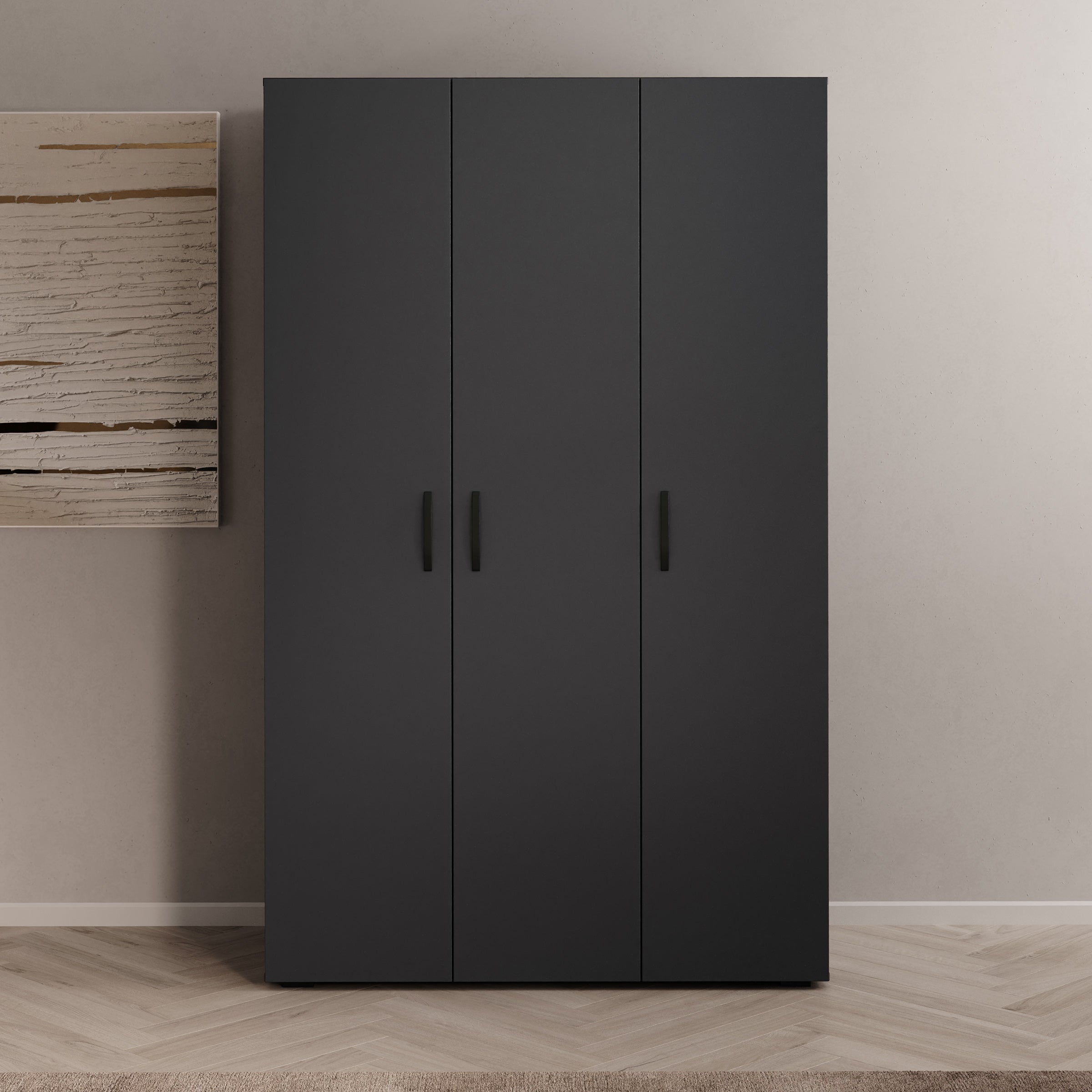 Brussel - Kledingkast 3-deurs - Antraciet - 111x52x179 cm