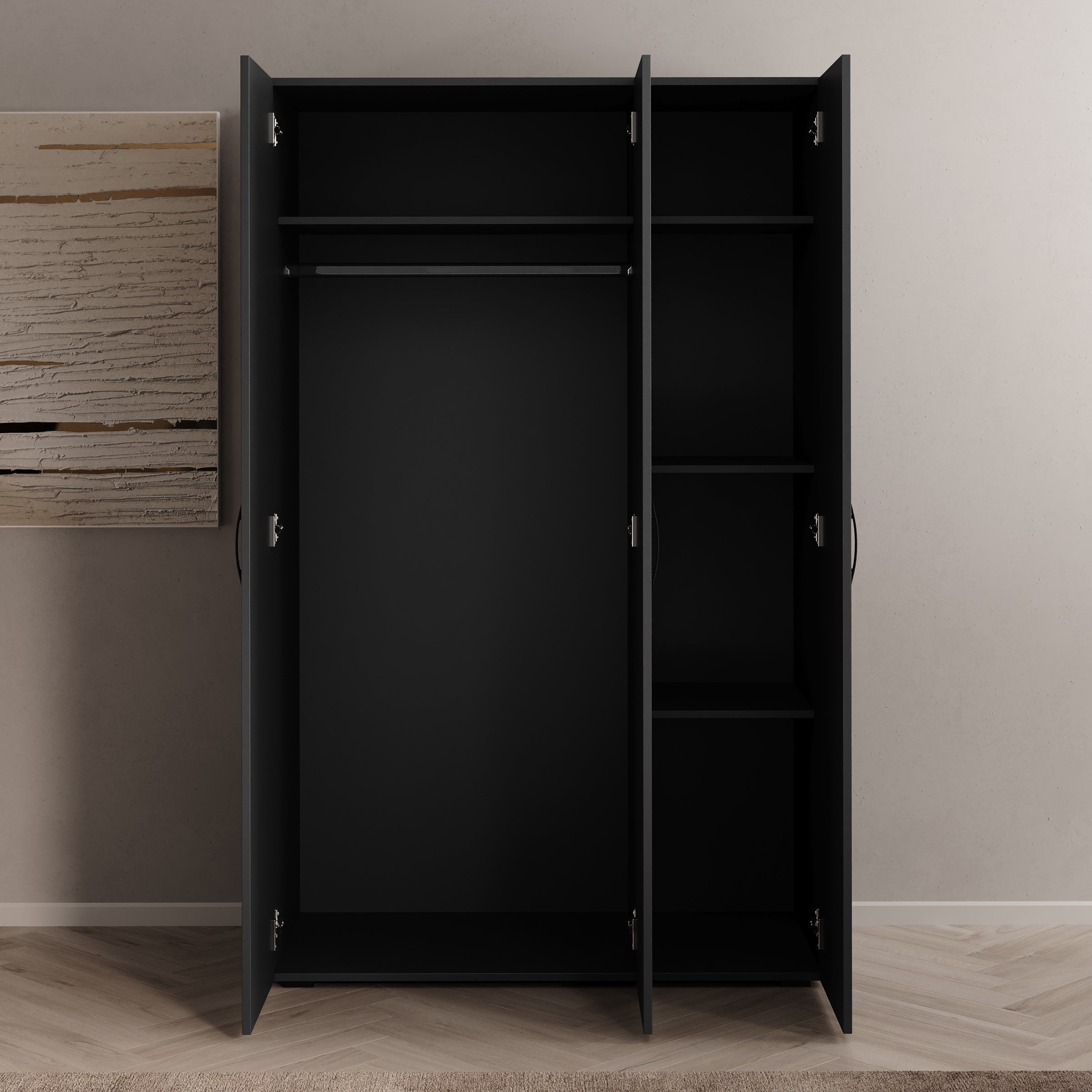 Brussel - Kledingkast 3-deurs - Antraciet - 111x52x179 cm