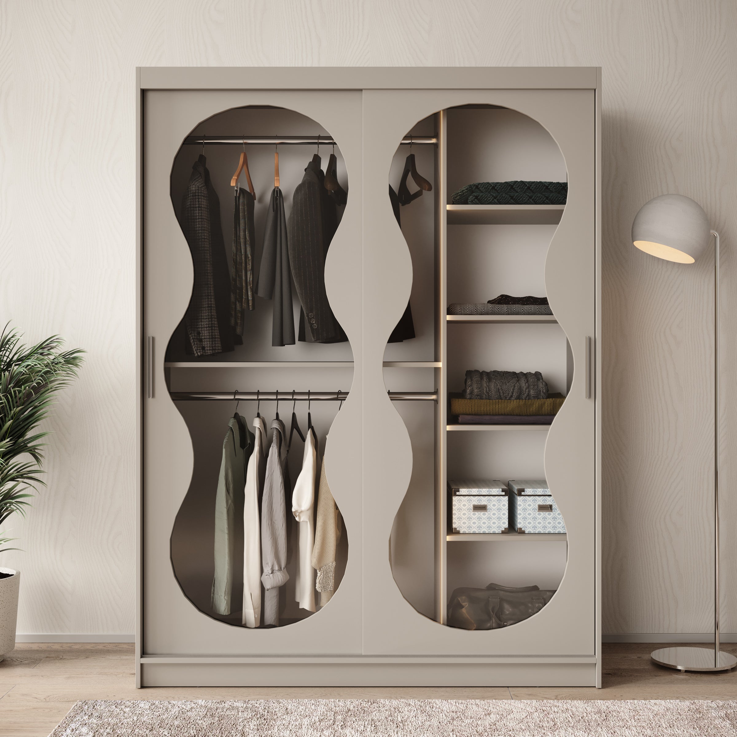 Bunaro - Kledingkast - Beige - 150x62x200 cm