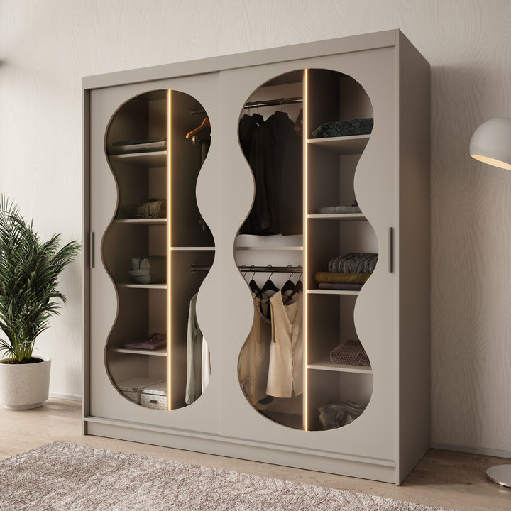 Bunaro - Kledingkast - Beige - 180x62x200 cm