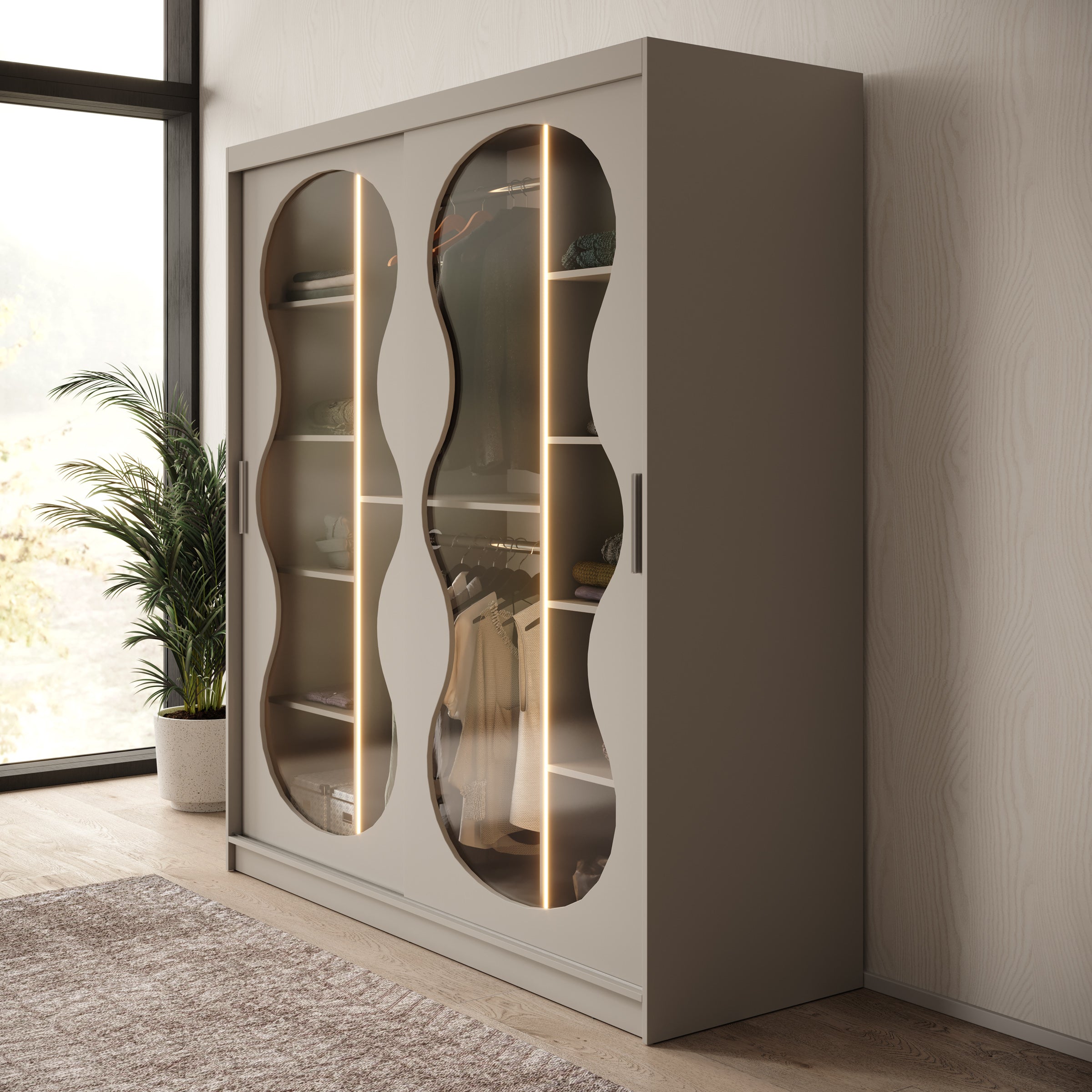 Bunaro - Kledingkast - Beige - 180x62x200 cm