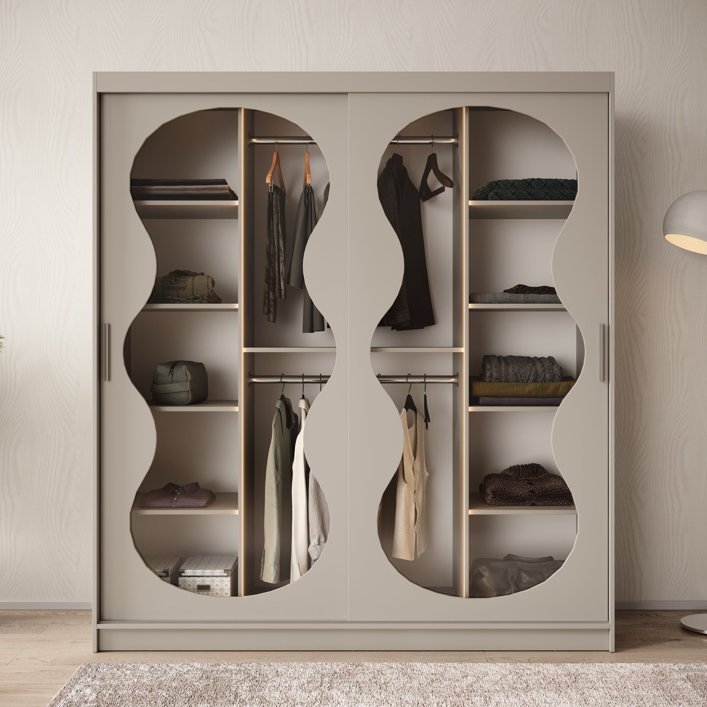 Bunaro - Kledingkast - Beige - 180x62x200 cm