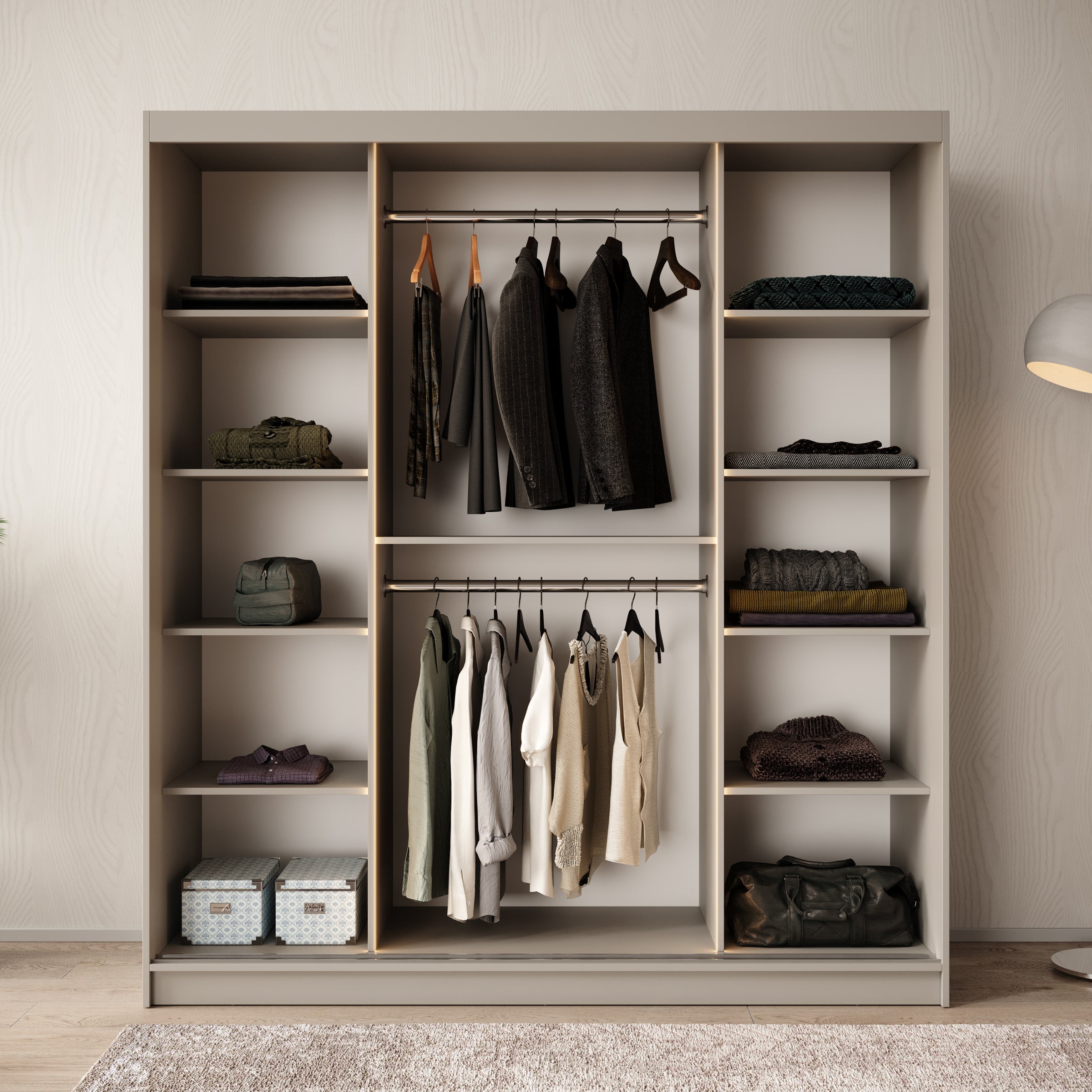 Bunaro - Kledingkast - Beige - 180x62x200 cm