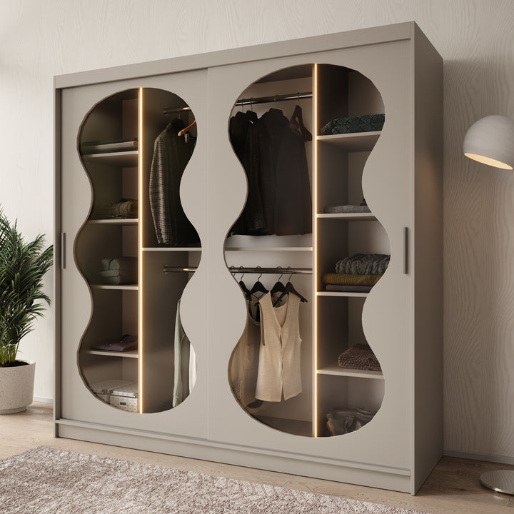 Bunaro - Kledingkast - Beige - 200x62x200 cm