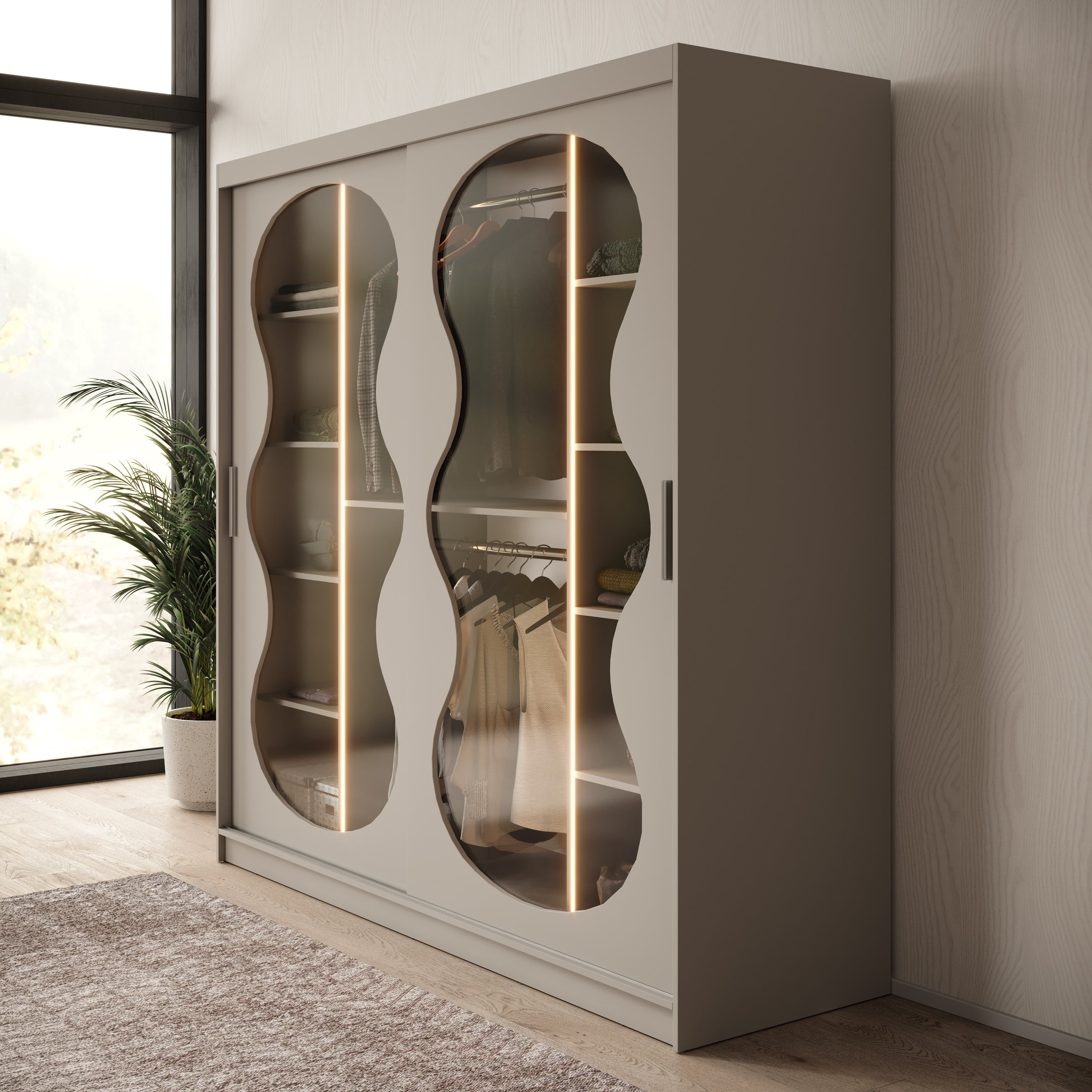 Bunaro - Kledingkast - Beige - 200x62x200 cm