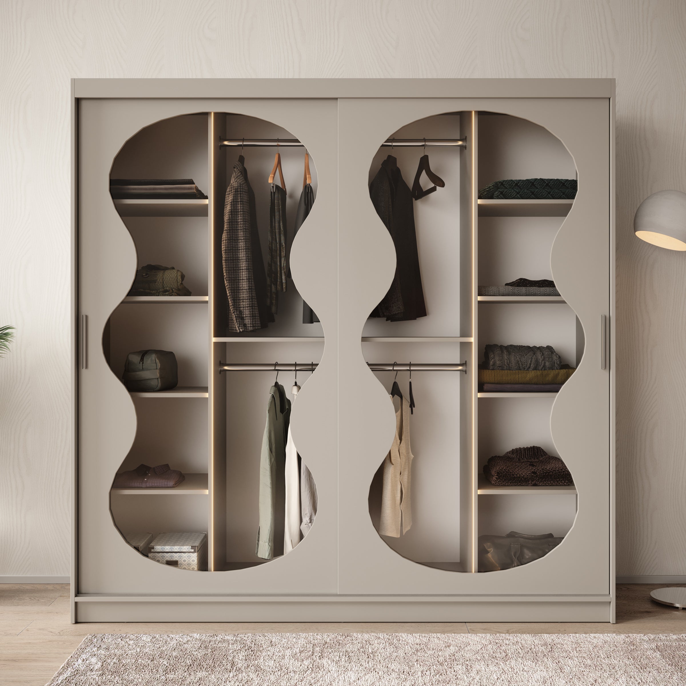 Bunaro - Kledingkast - Beige - 200x62x200 cm