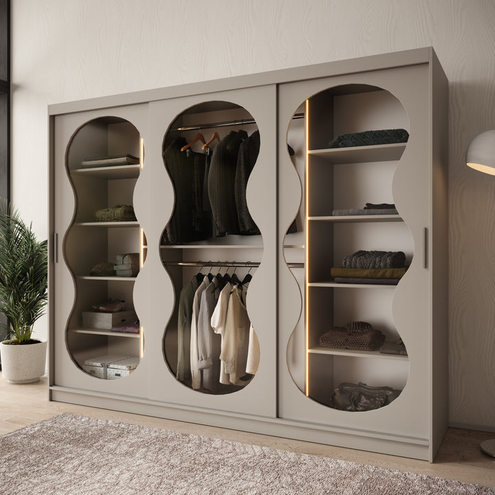 Bunaro - Kledingkast - Beige - 250x62x200 cm