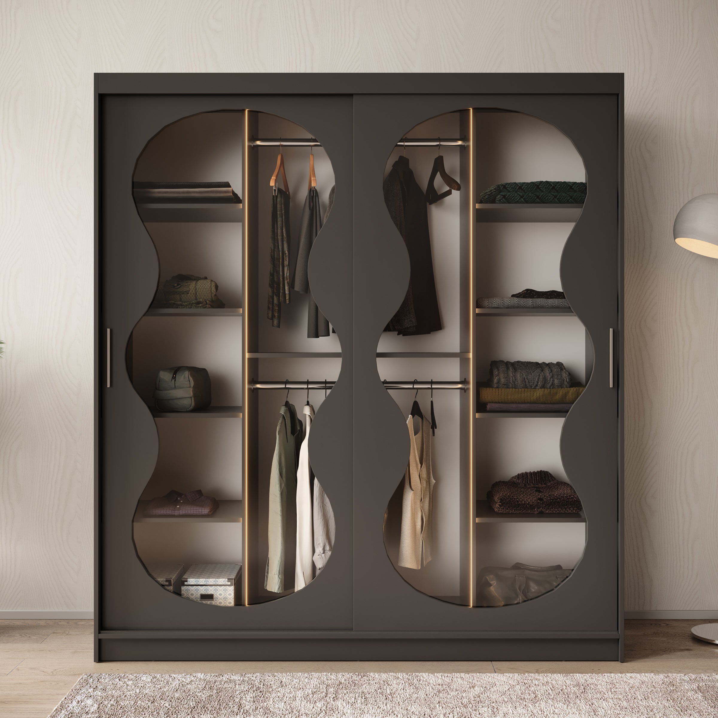 Bunaro - Kledingkast - Zwart - 180x62x200 cm