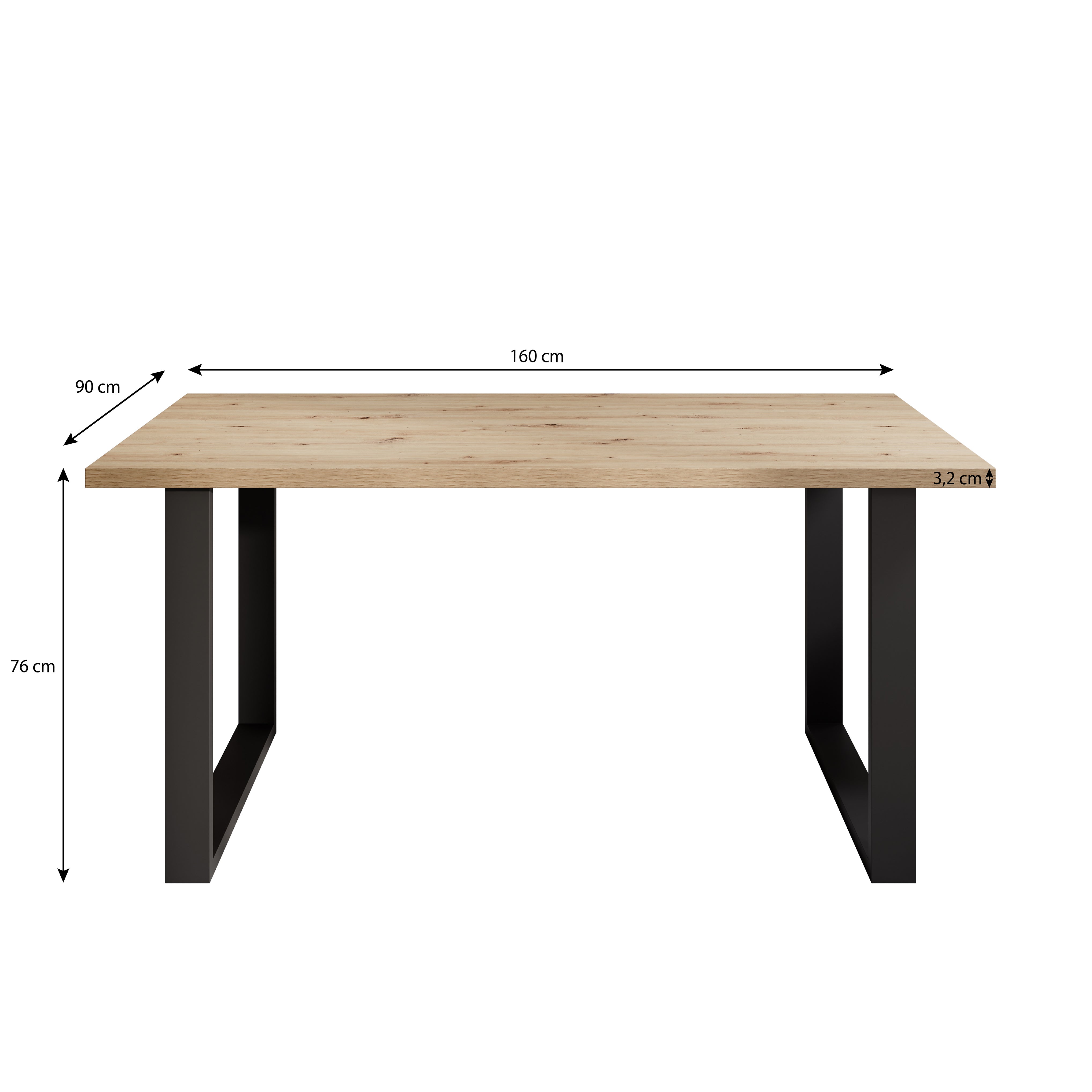 Butter - Eetkamertafel - Eiken - 160x90x76 cm