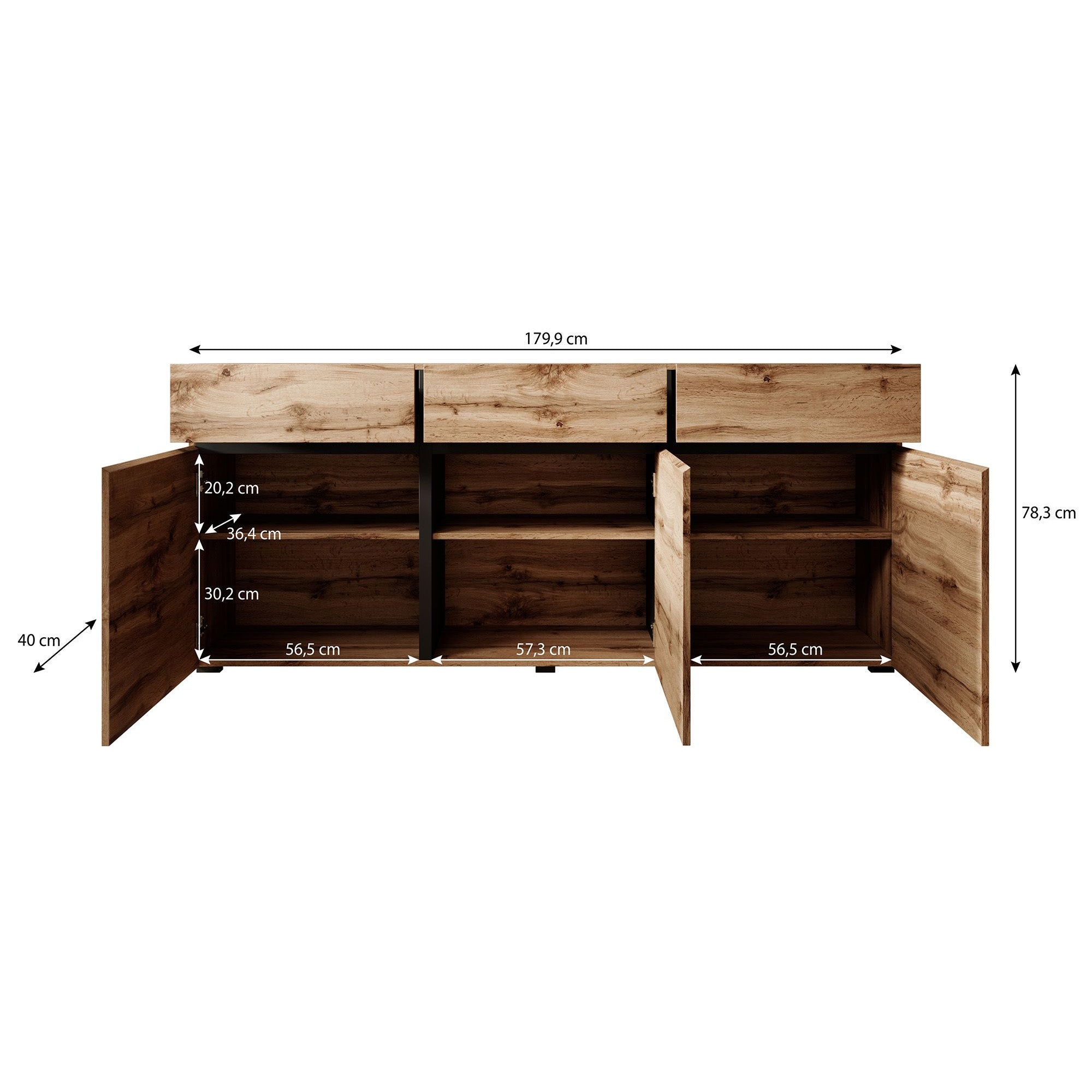 Cainan - Dressoir - Beige - 180x40x78 cm