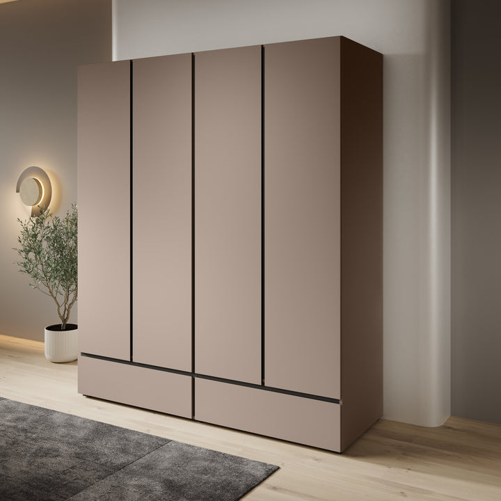 Cainan - Kledingkast 4-deurs - Beige - 180x60x210 cm