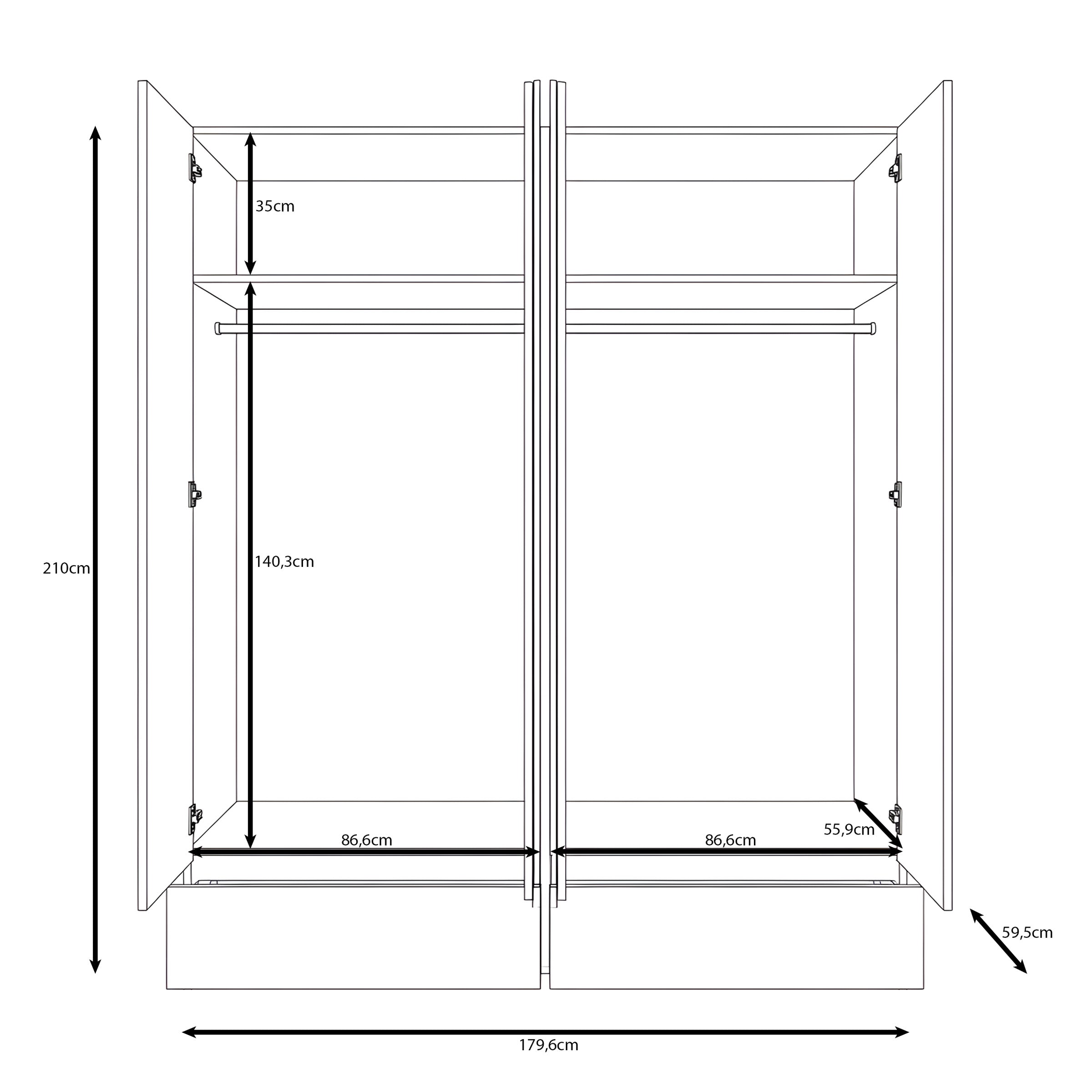 Cainan - Kledingkast 4-deurs - Beige - 180x60x210 cm
