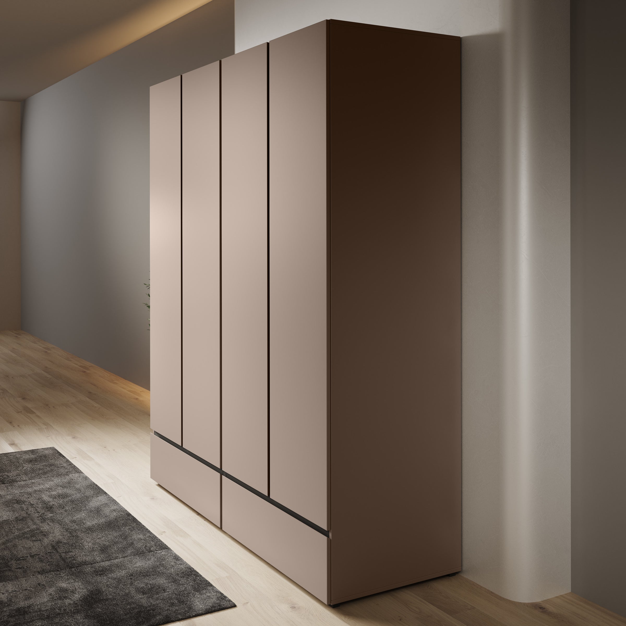 Cainan - Kledingkast 4-deurs - Beige - 180x60x210 cm