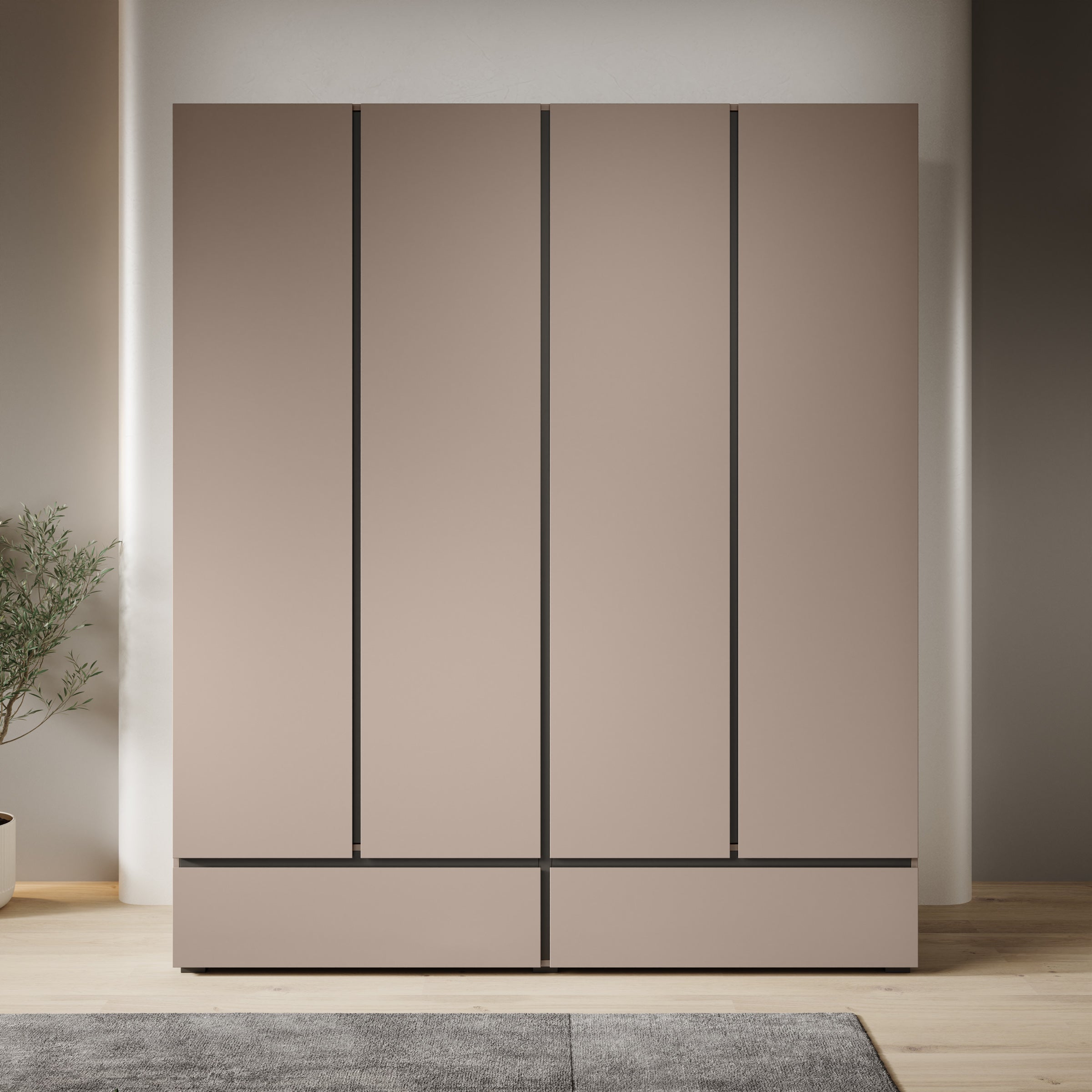 Cainan - Kledingkast 4-deurs - Beige - 180x60x210 cm