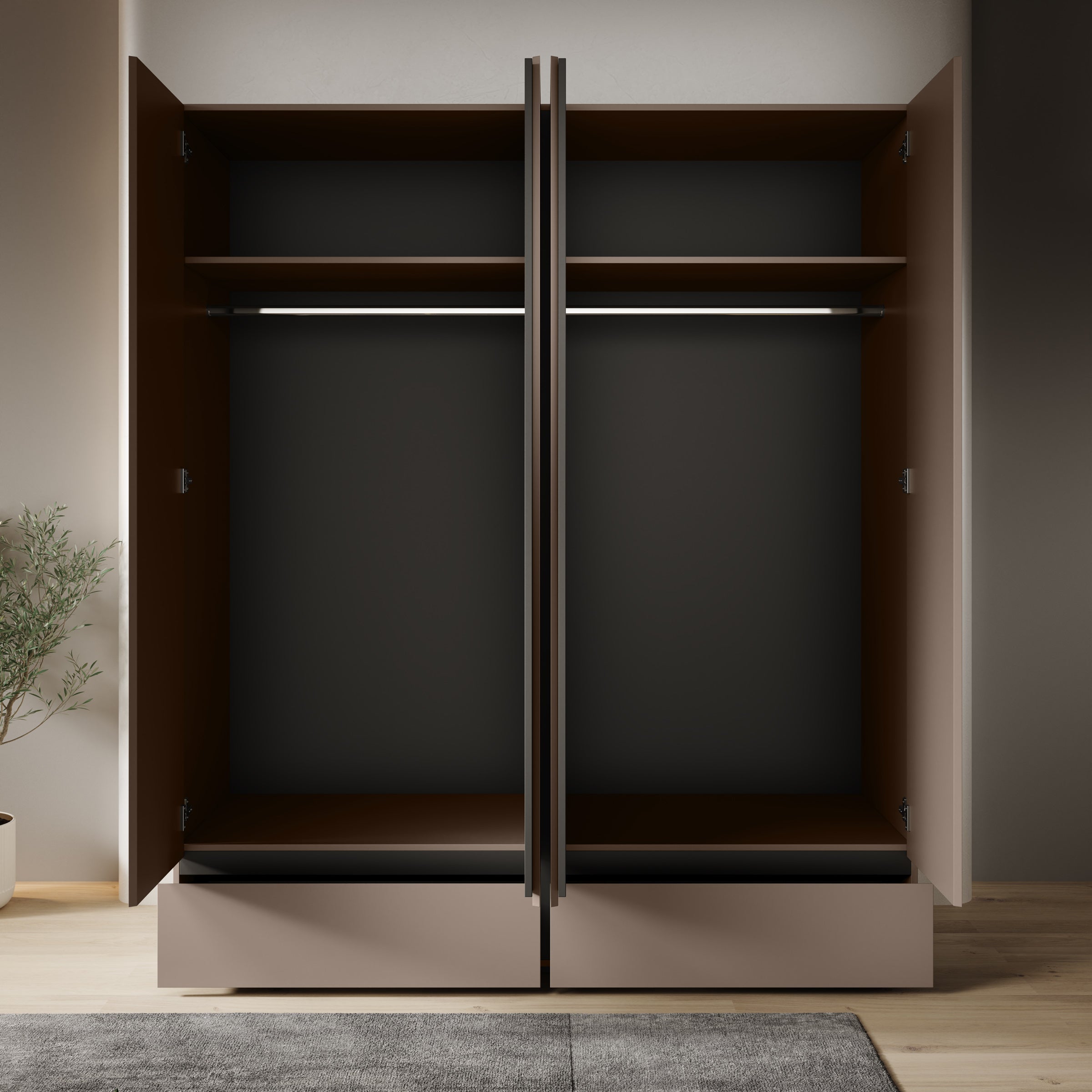 Cainan - Kledingkast 4-deurs - Beige - 180x60x210 cm
