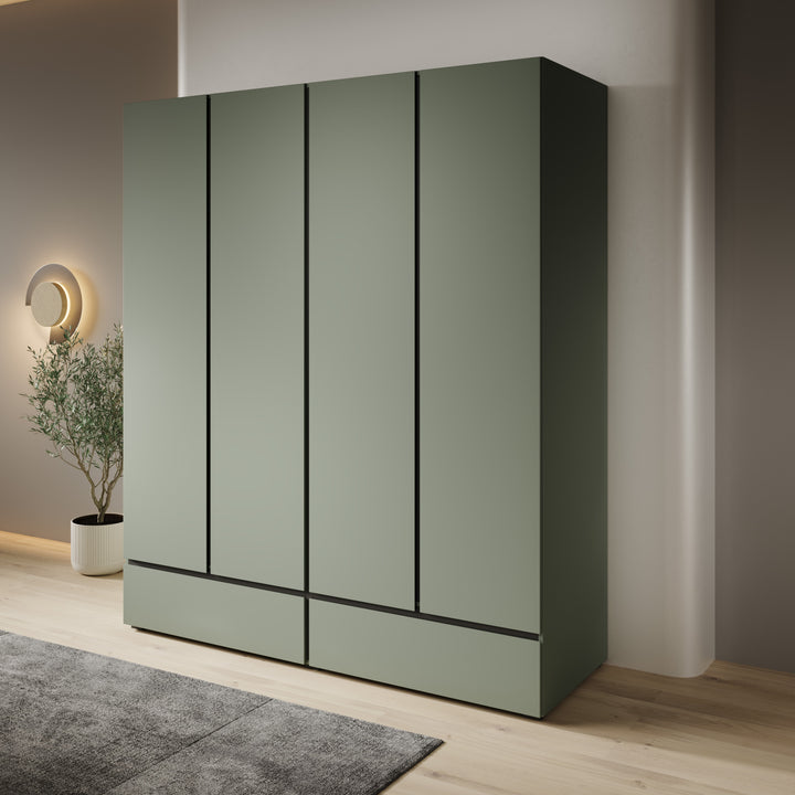 Cainan - Kledingkast 4-deurs - Groen - 180x60x210 cm