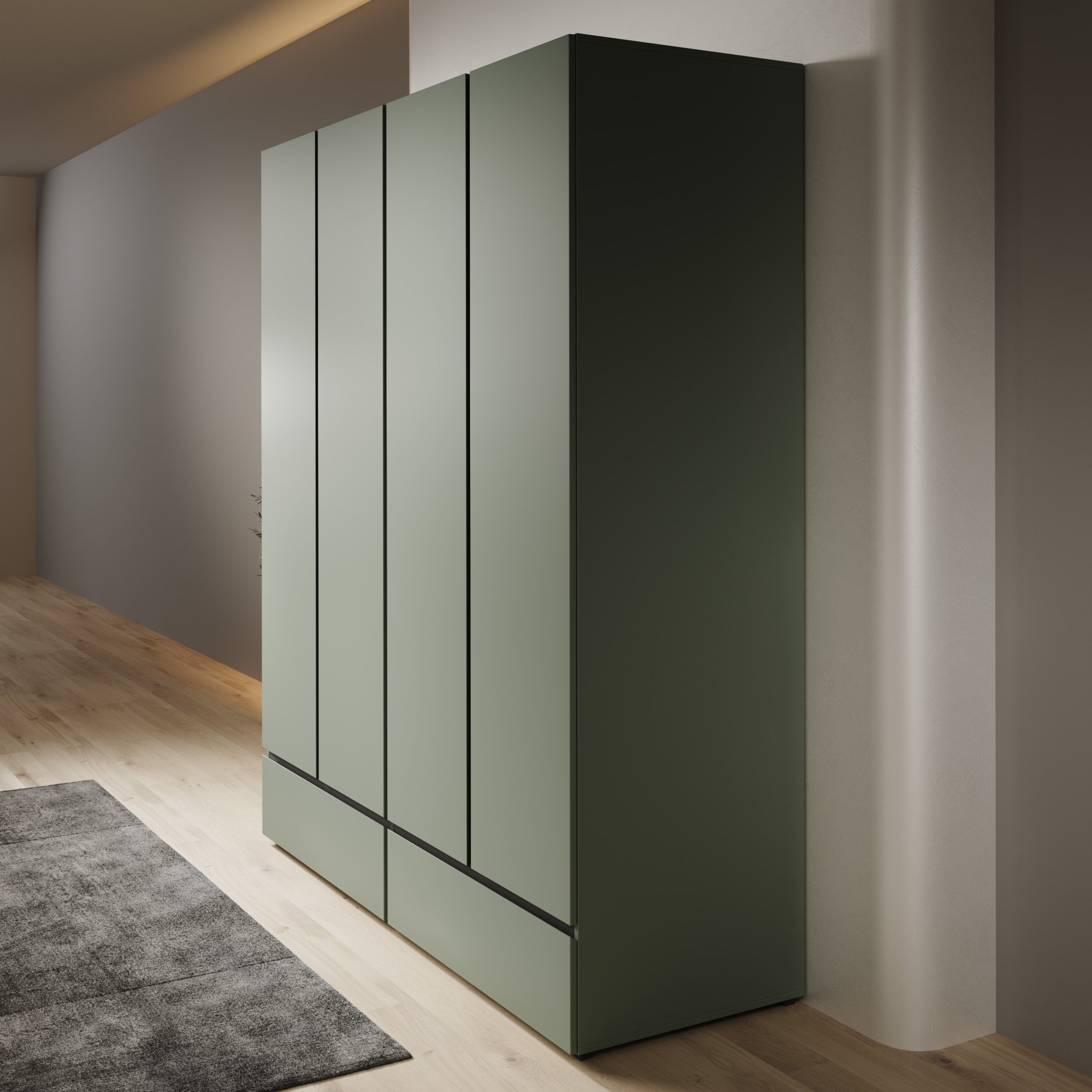 Cainan - Kledingkast 4-deurs - Groen - 180x60x210 cm