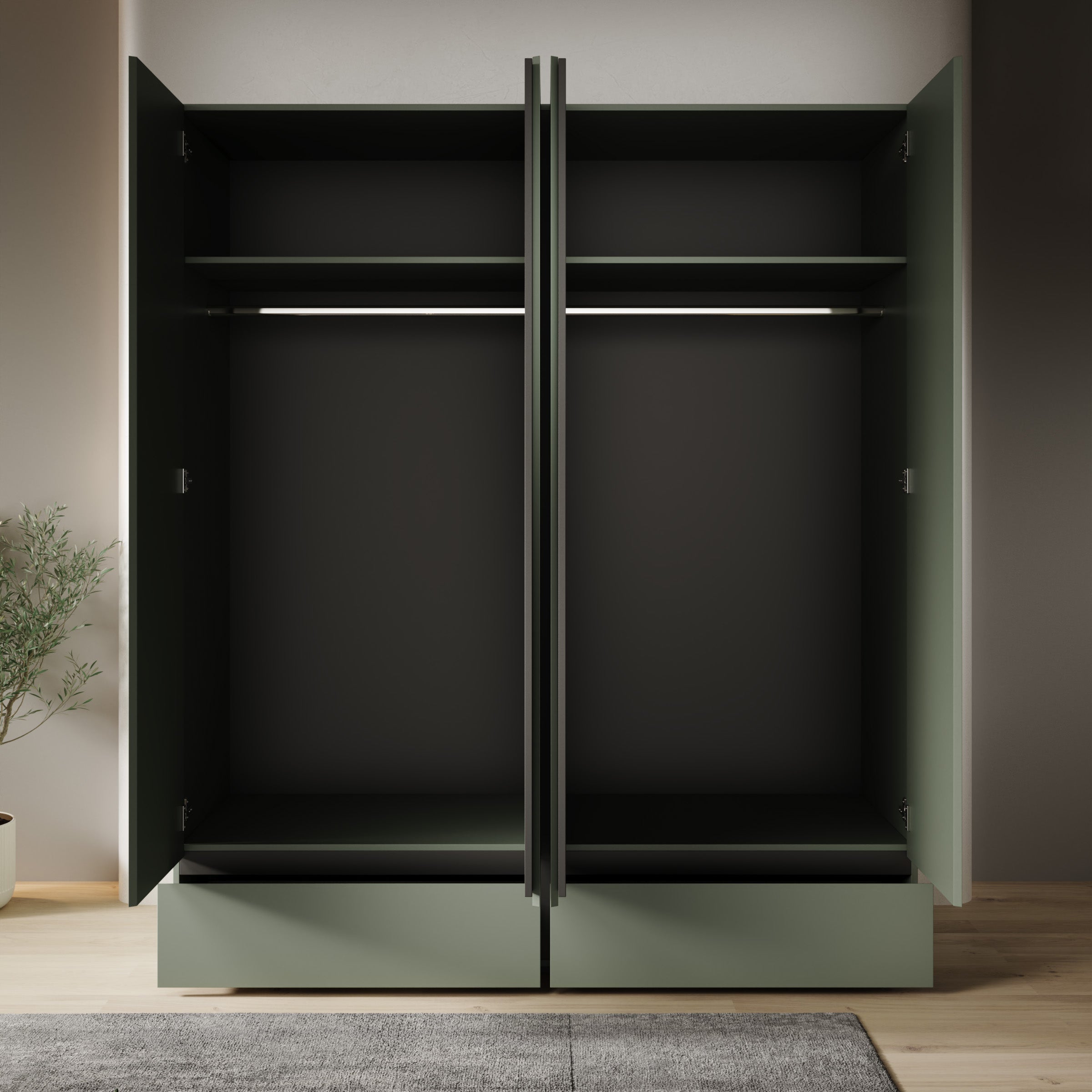 Cainan - Kledingkast 4-deurs - Groen - 180x60x210 cm