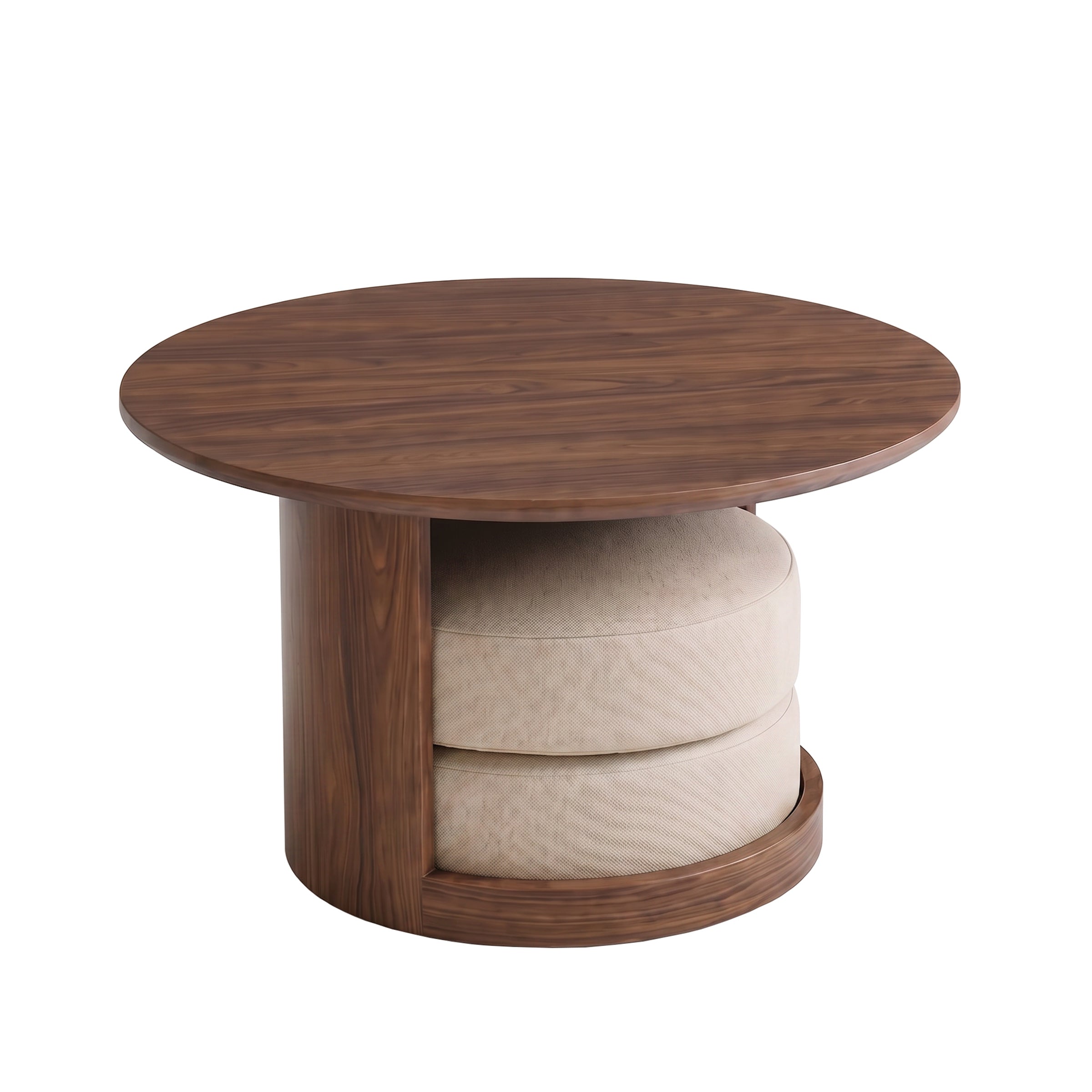 Cala - Salontafel met poefjes - Walnootpatroon - 80x45 cm