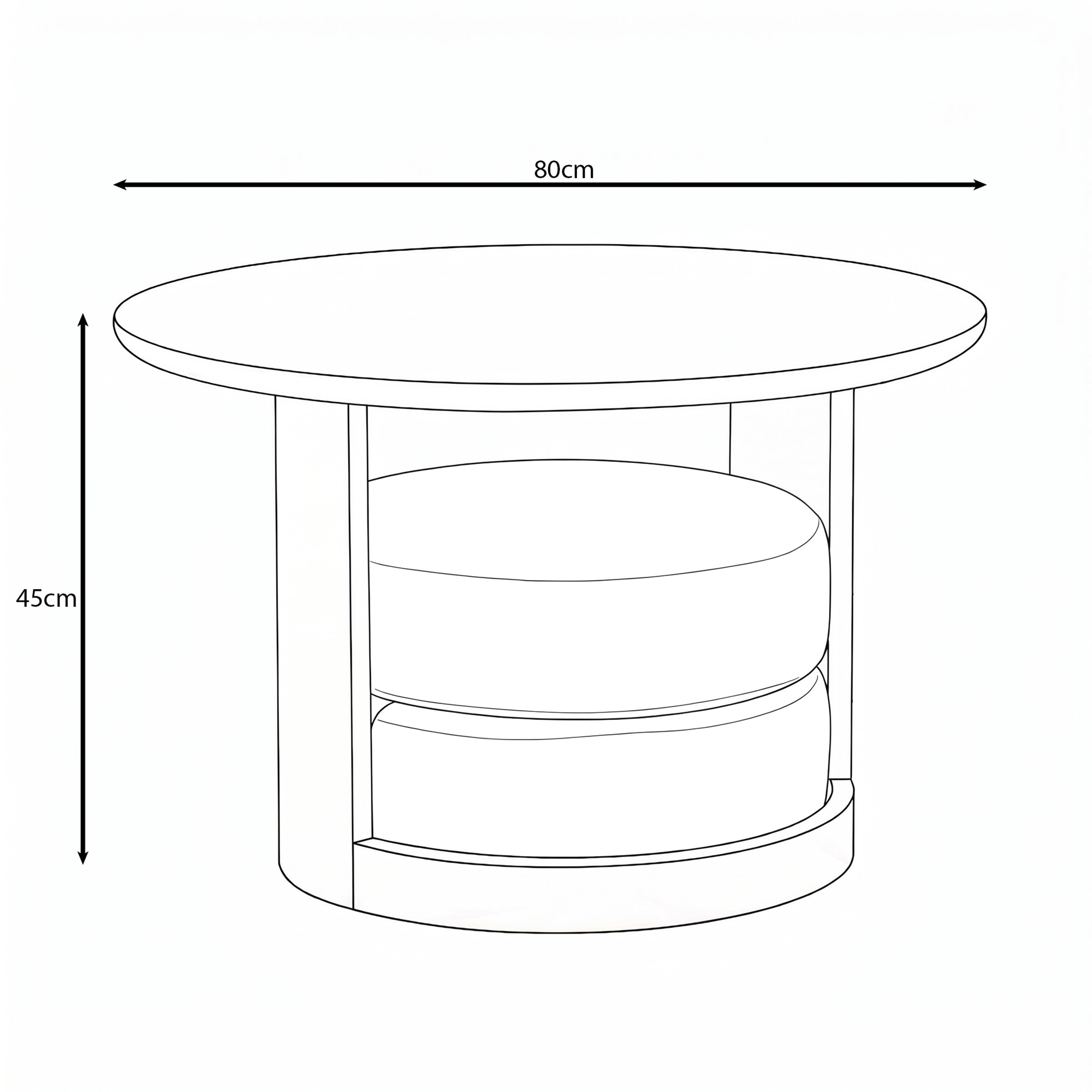 Cala - Salontafel met poefjes - Walnootpatroon - 80x45 cm