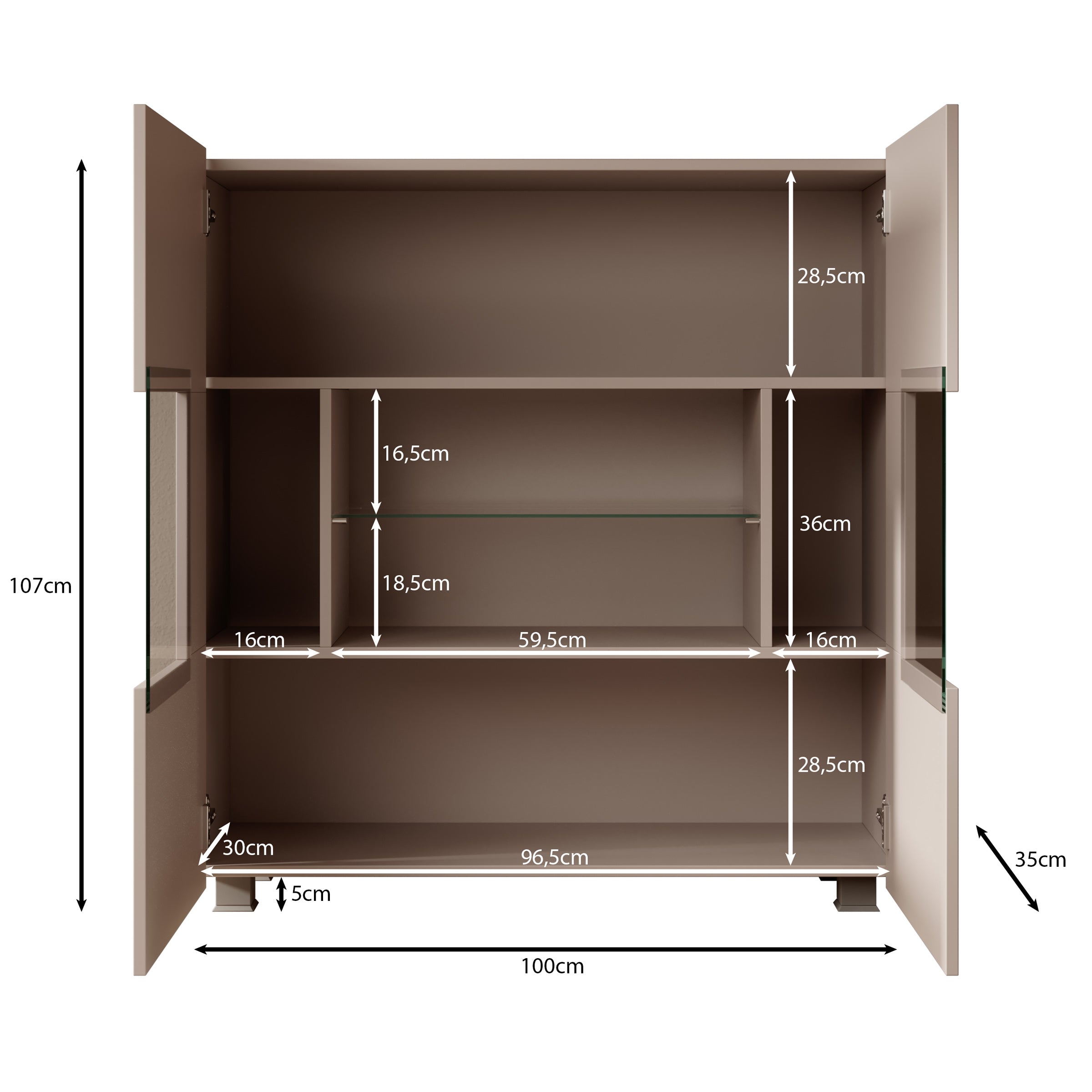 Calgary - Dressoir - Beige - 100x35x107 cm