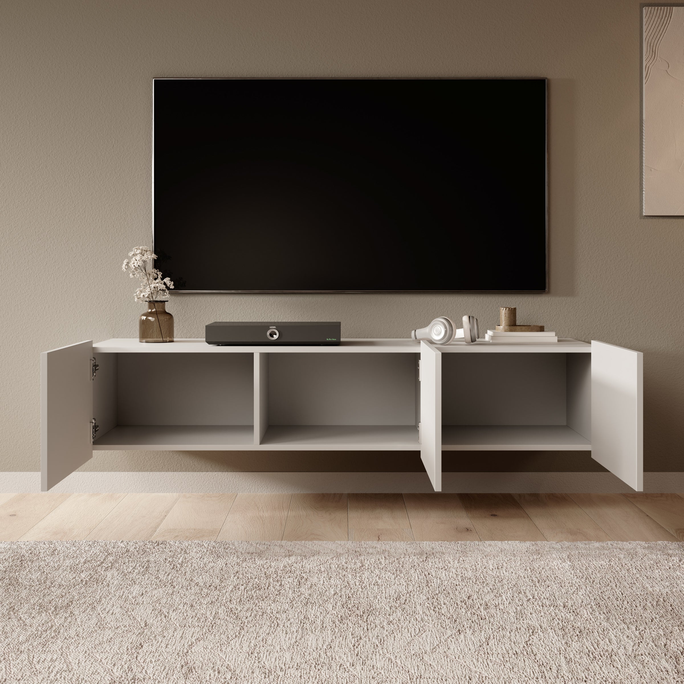 Calgary - TV-Meubel - met 3 deuren - Beige - 150x43x37 cm