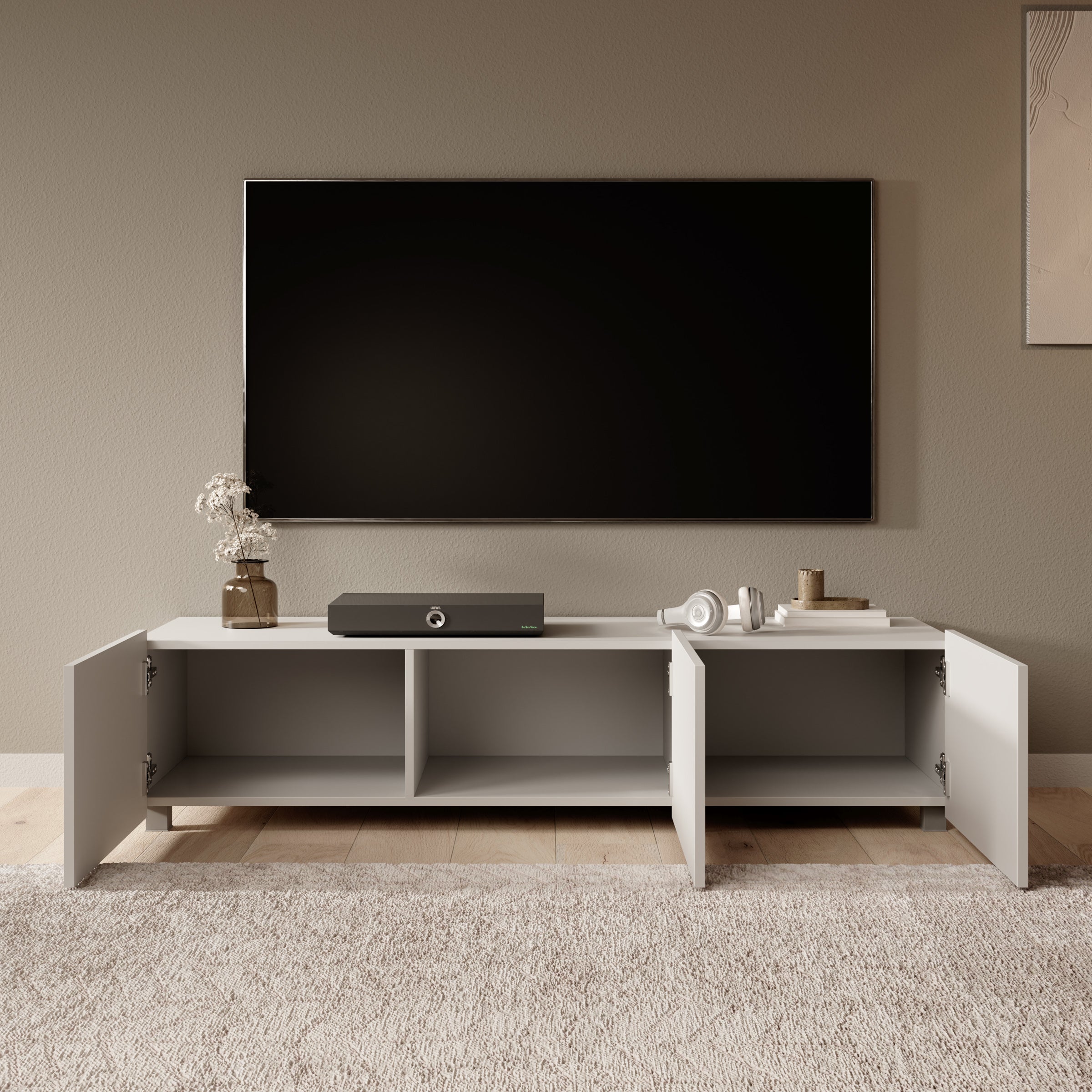 Calgary - TV-Meubel - met 3 deuren - Beige - 150x43x37 cm