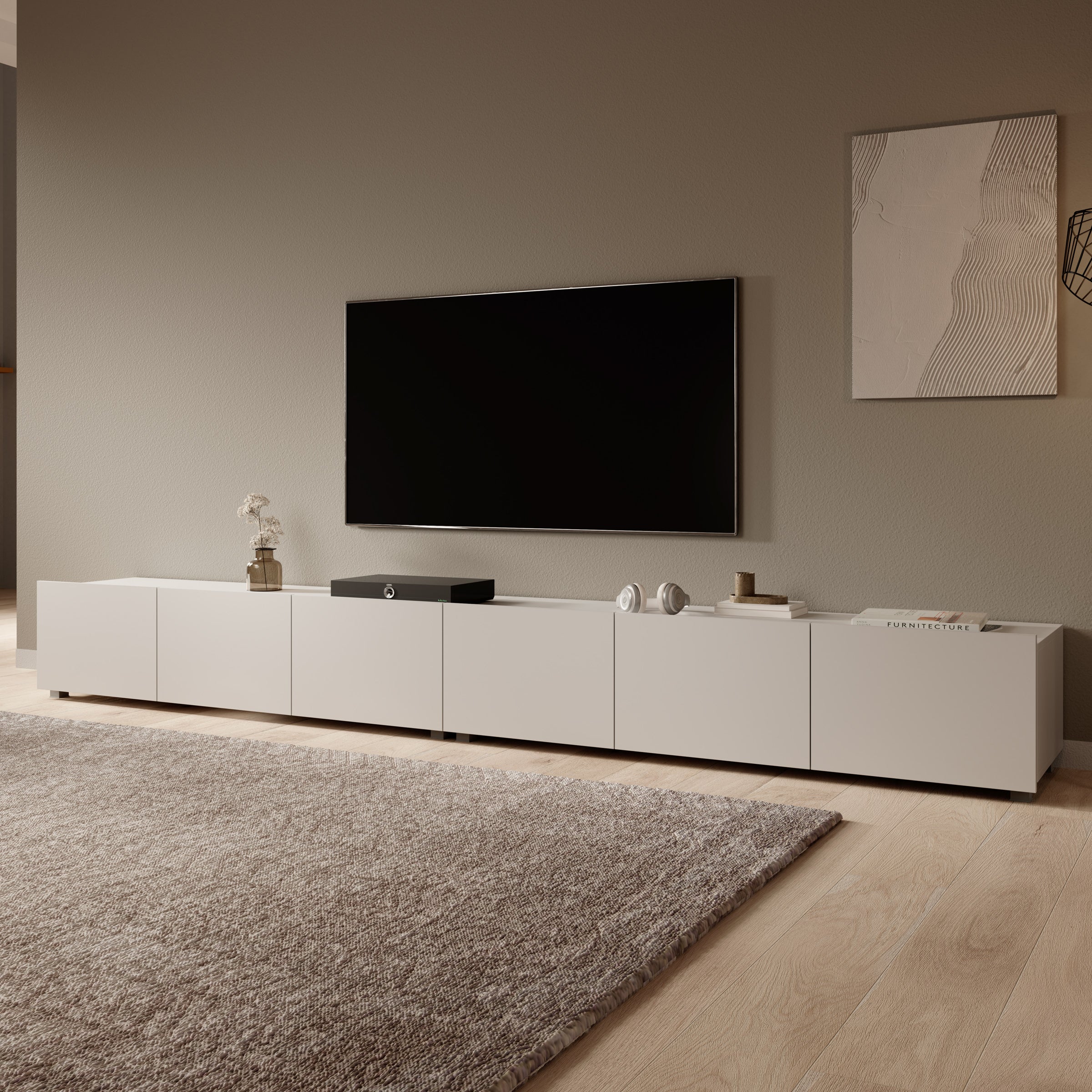 Calgary - TV-Meubel - met 6 deuren - Beige - 300x43x37 cm